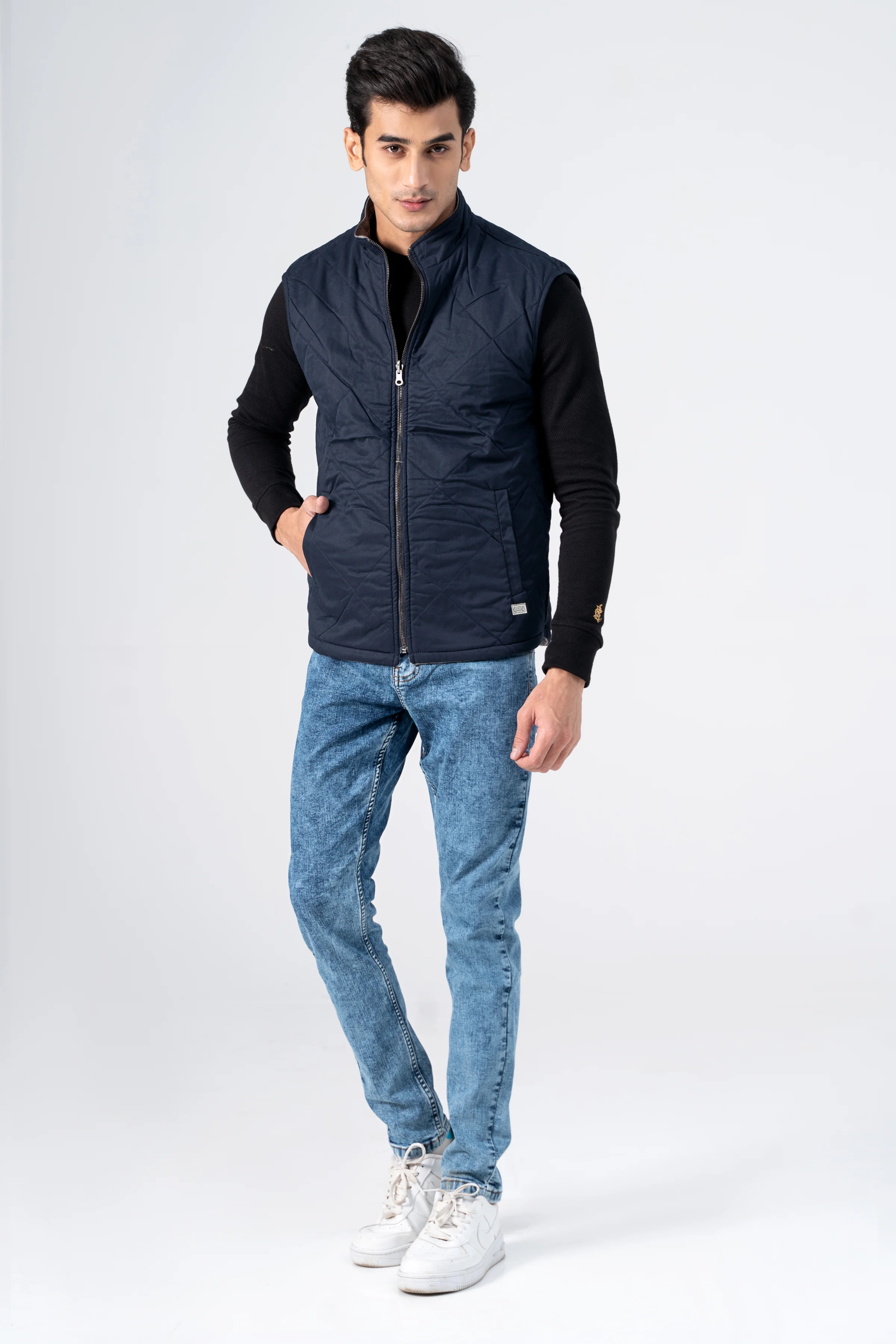 Reversible Quilted Jacket Khaki Blue - Image 6