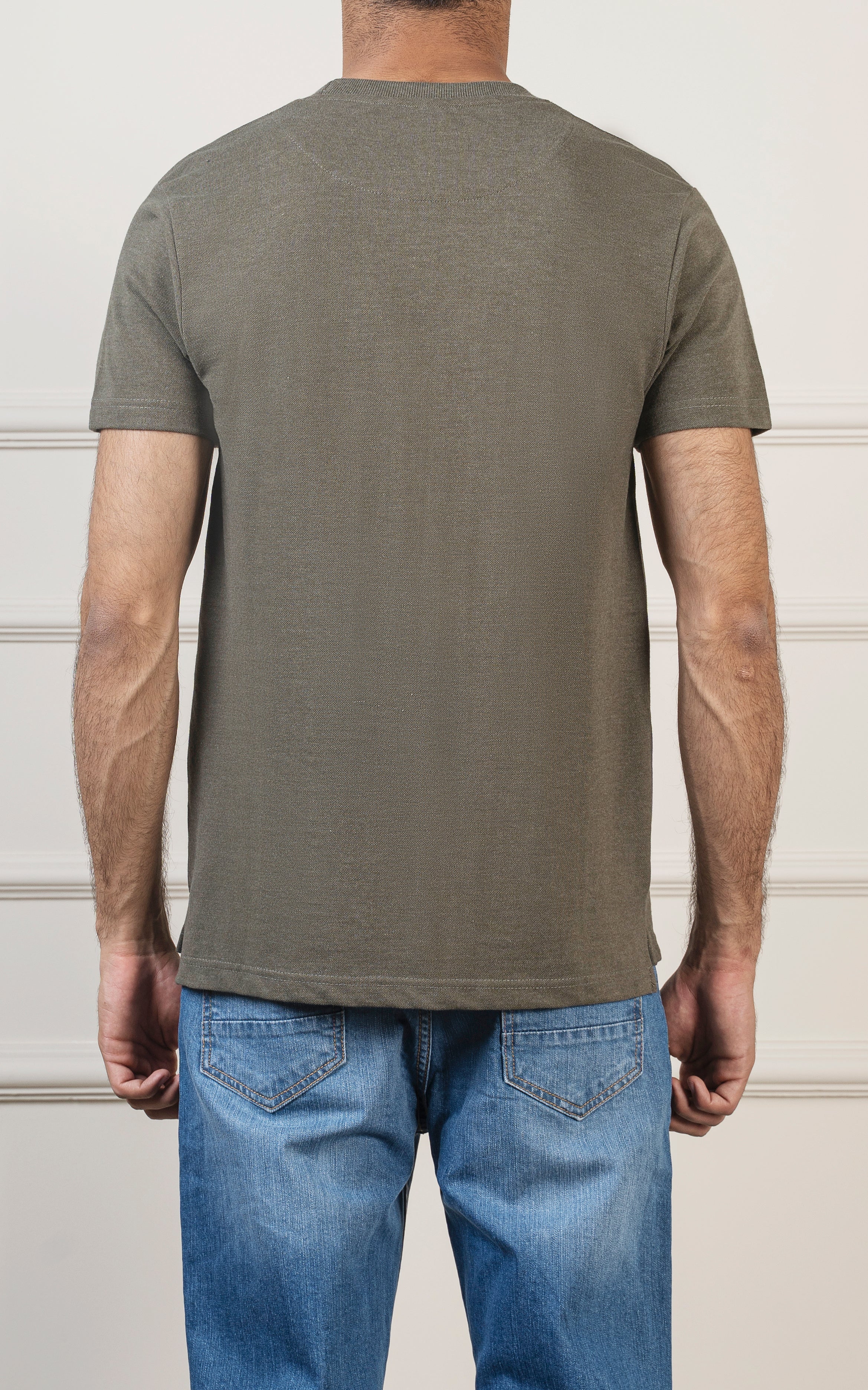 ROUND NECK T SHIRT OLIVE - Image 3