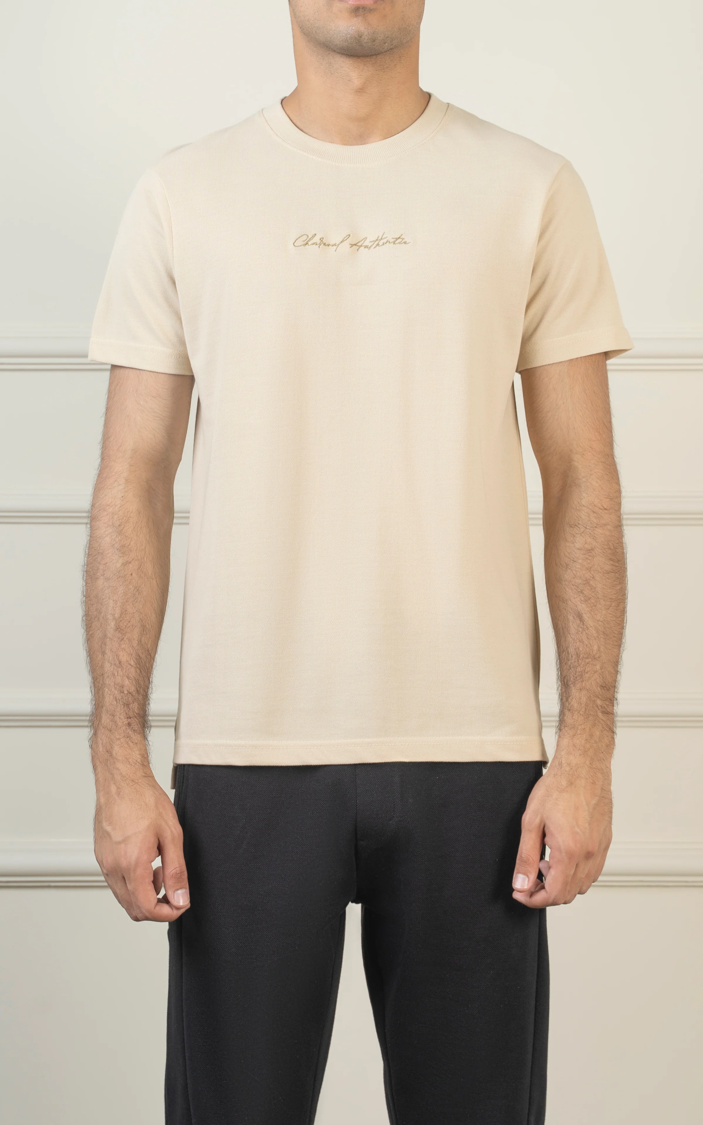 ROUND NECK T SHIRT BEIGE - Image 2