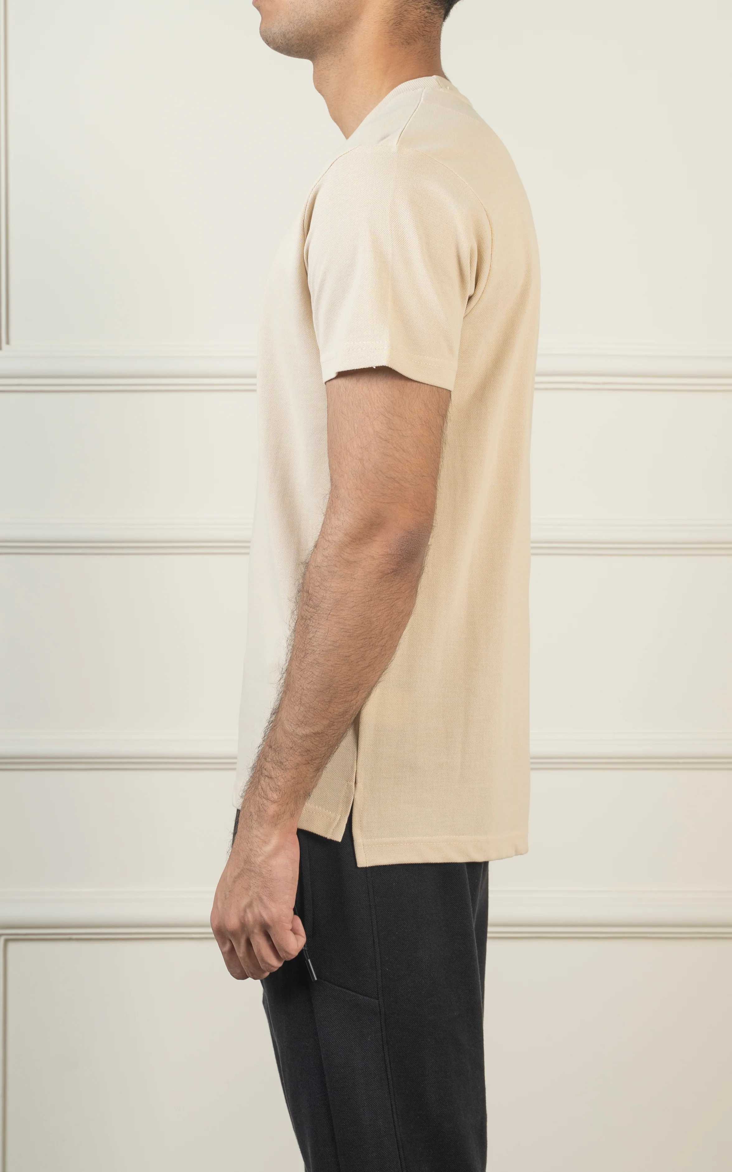 ROUND NECK T SHIRT BEIGE - Image 4