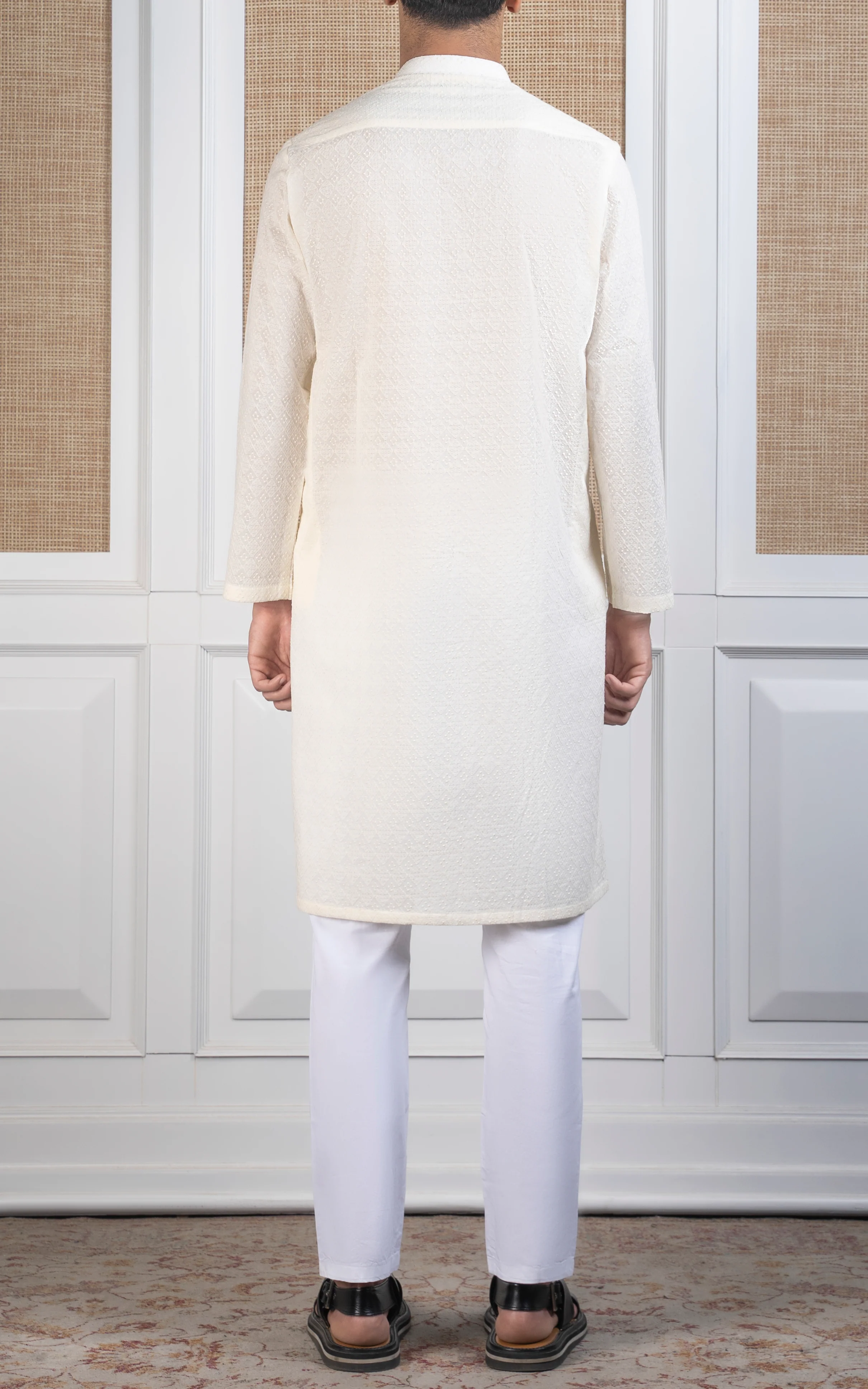 SCHIFFLI EMBROIDERED KURTA - SIGNATURE COLLECTION CREAM - Image 5