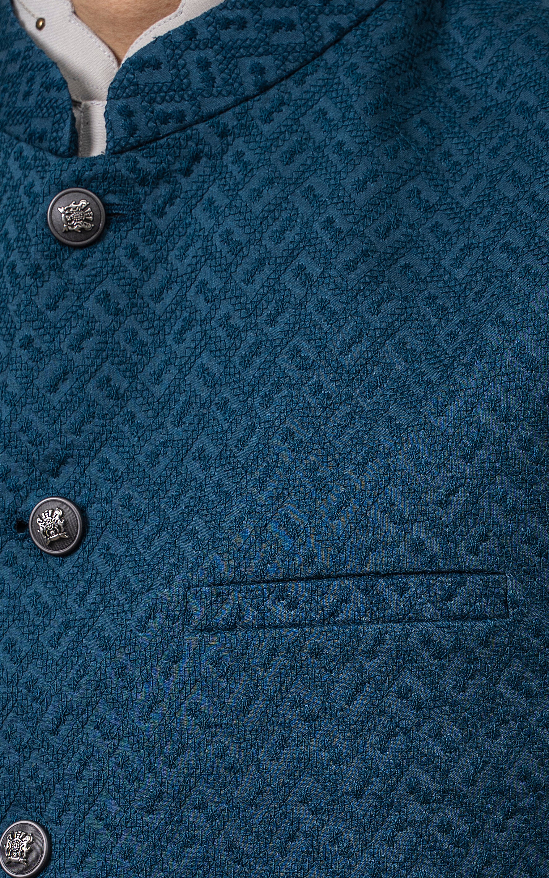 SCHIFFLI EMBROIDERED W/C -SIGNATURE COLLECTION TEAL - Image 2