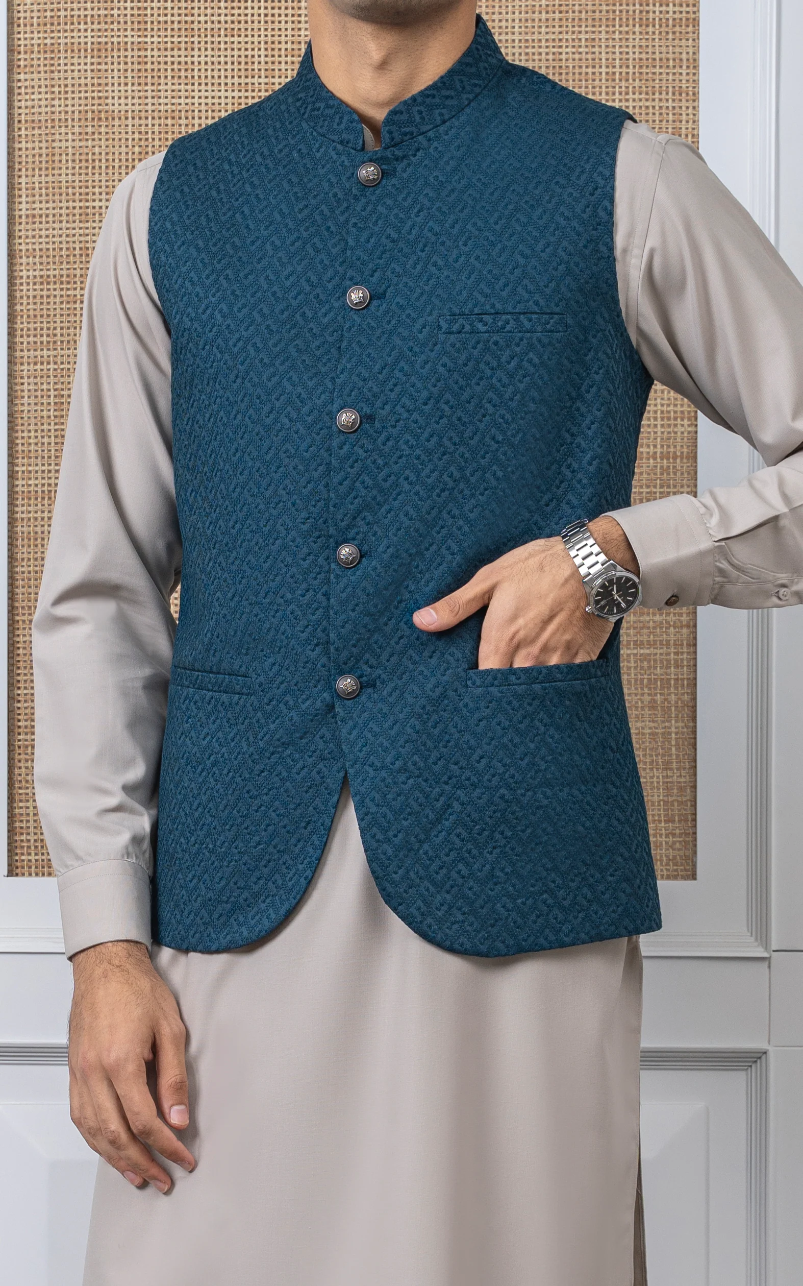 SCHIFFLI EMBROIDERED W/C -SIGNATURE COLLECTION TEAL - Image 3
