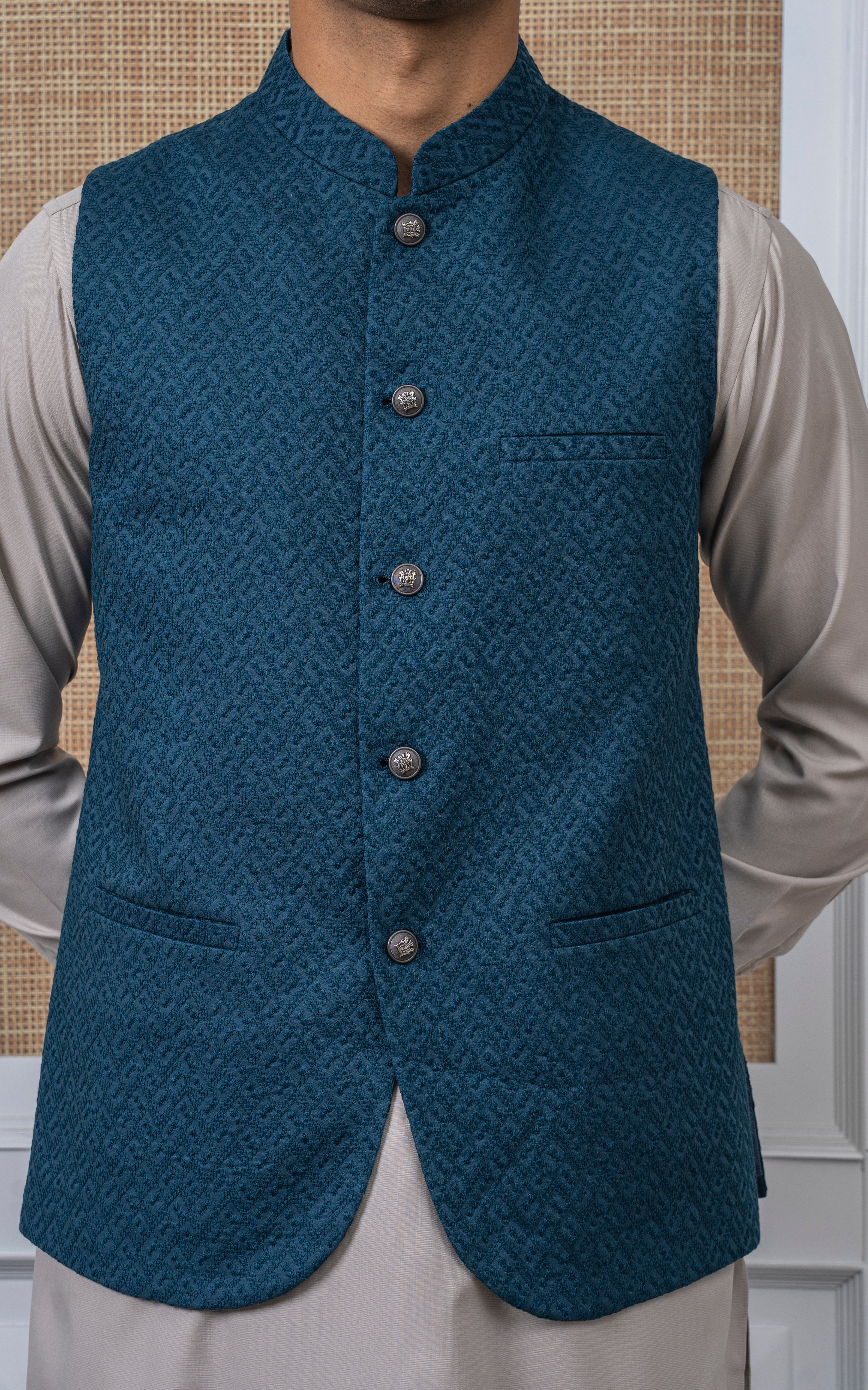 SCHIFFLI EMBROIDERED W/C -SIGNATURE COLLECTION TEAL - Image 4