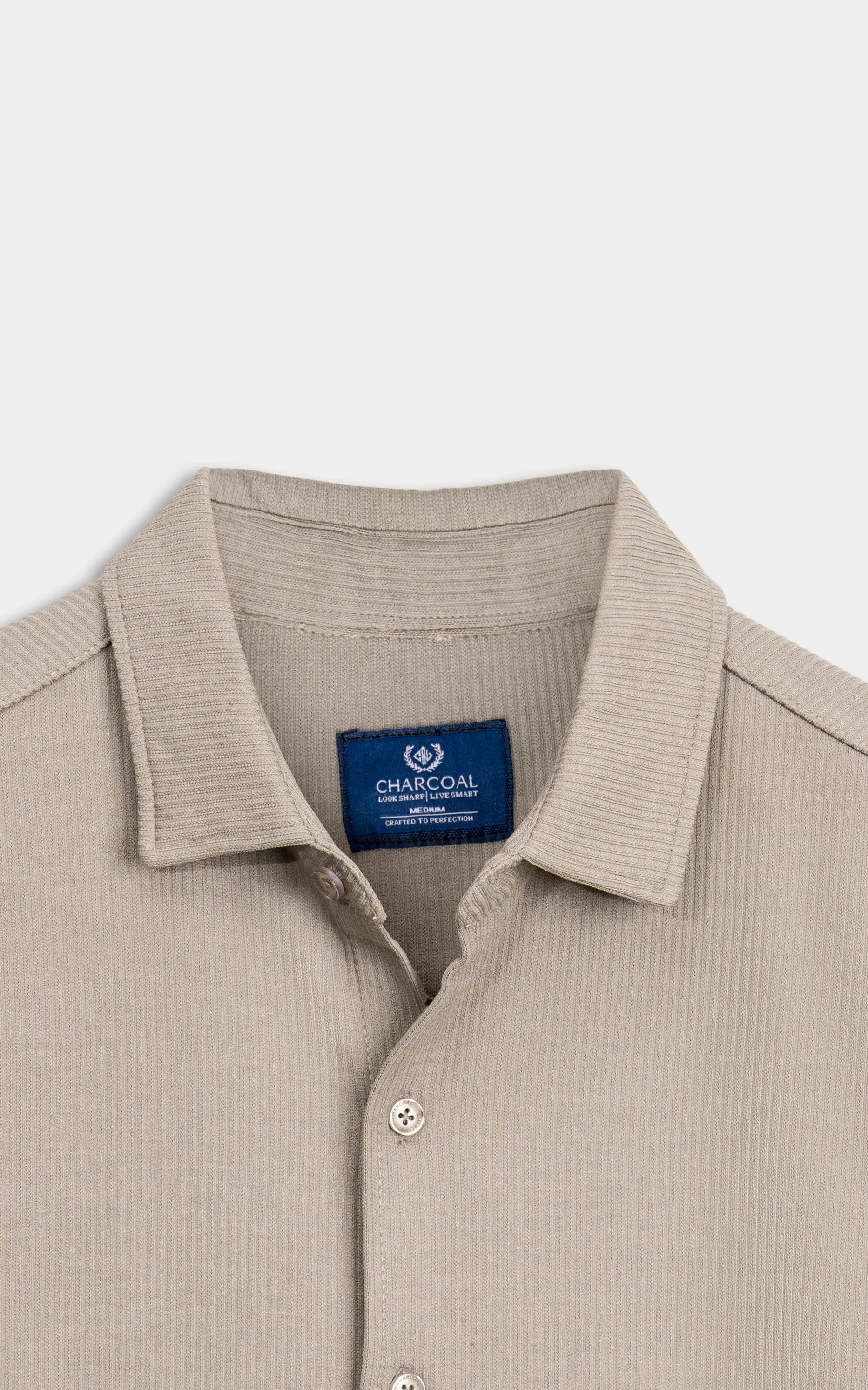 SELF JACQUARD STRIPED CASUAL SHIRT LIGHT OLIVE - Image 7
