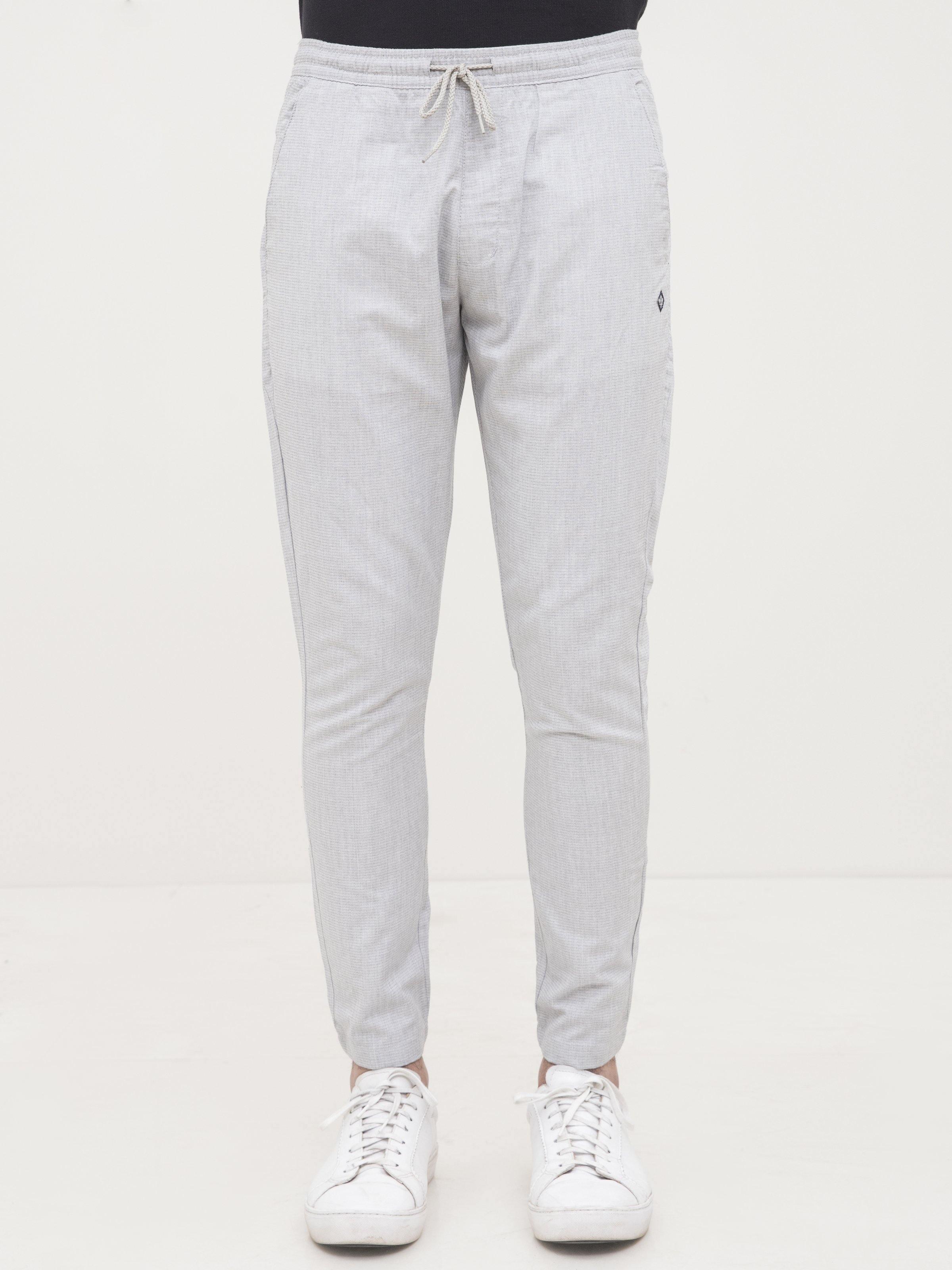 SELF TEXTURED CASUAL TROUSER GREY WHITE - Image 5