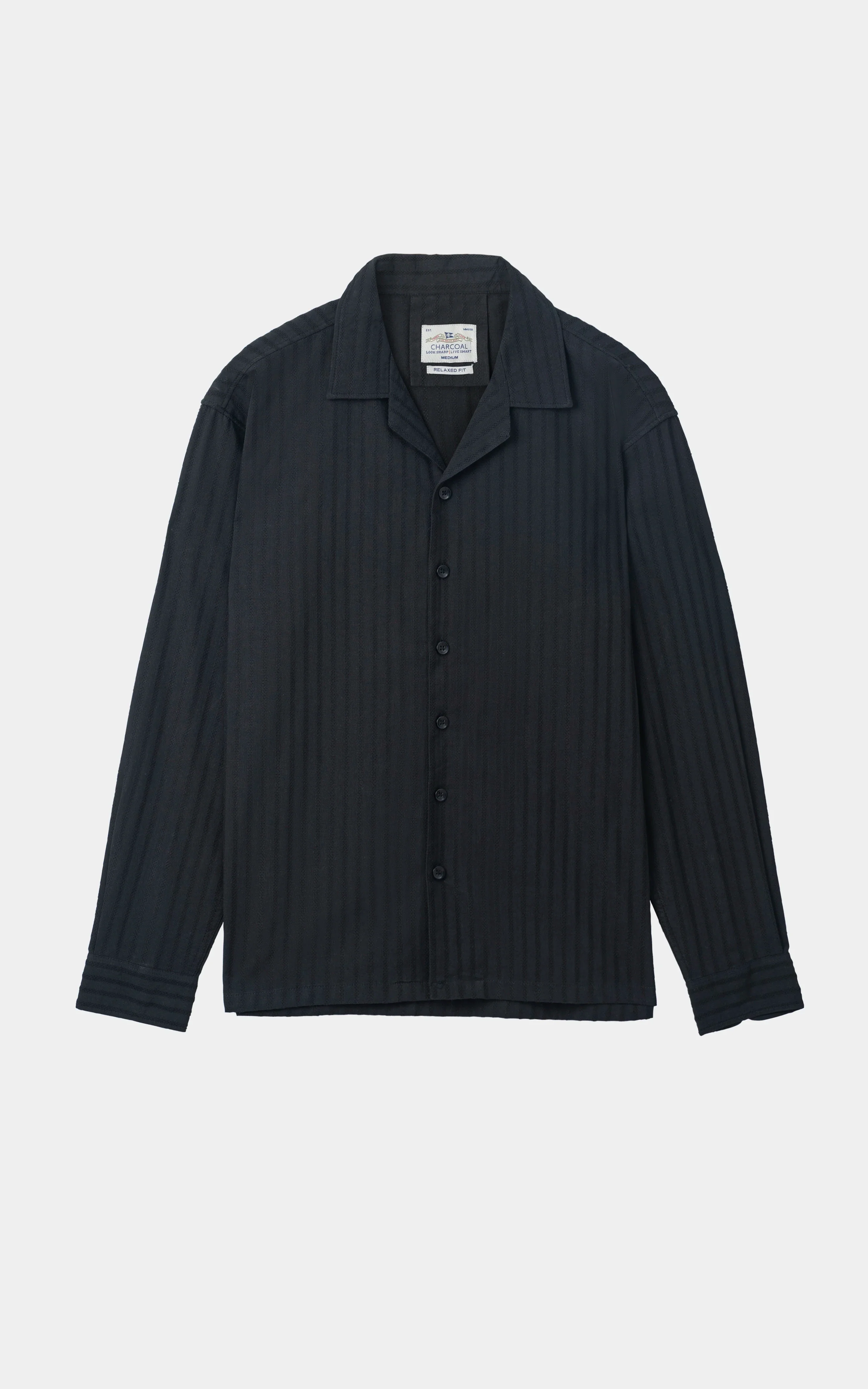 SELF TEXTURED JACQUARD CASUAL SHIRT BLACK