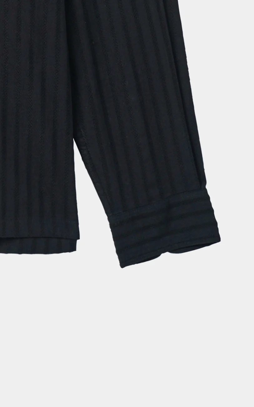 SELF TEXTURED JACQUARD CASUAL SHIRT BLACK - Image 3