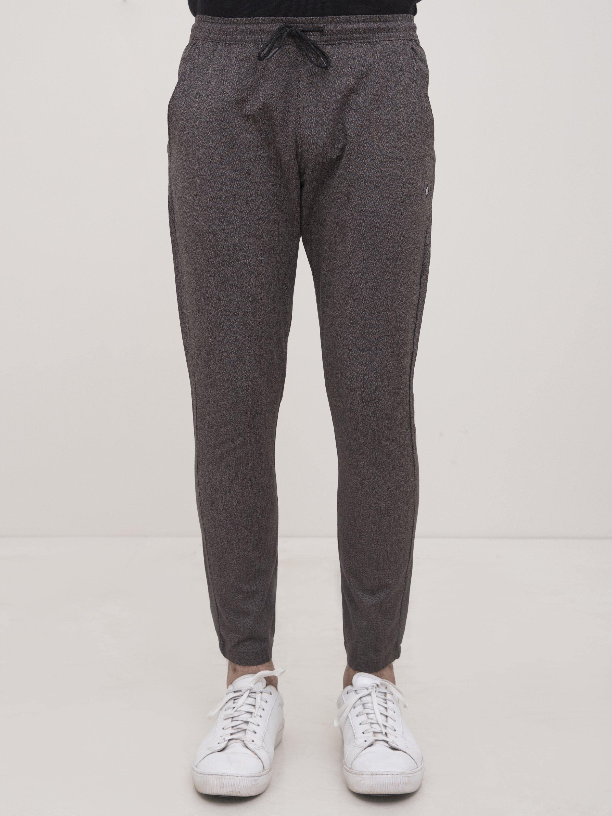 SELF TEXTURED TAPERED FIT TROUSER BLACK KHAKI - Image 2
