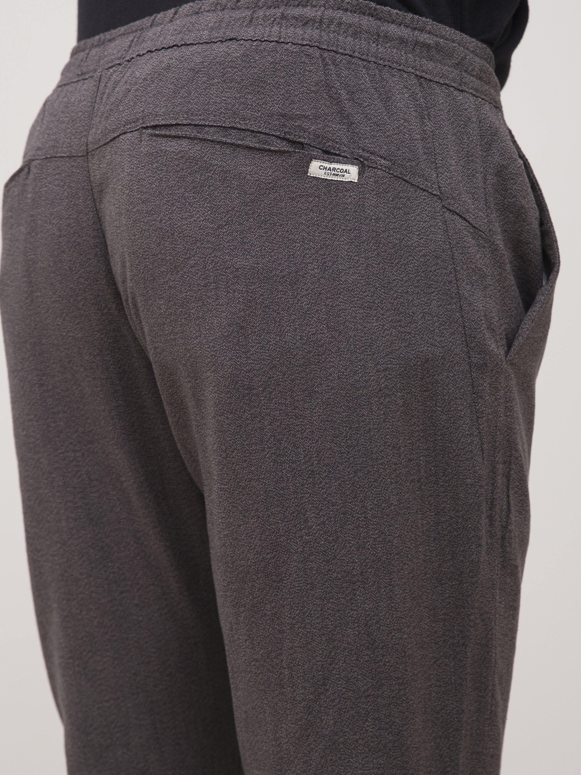 SELF TEXTURED TAPERED FIT TROUSER BLACK KHAKI - Image 4