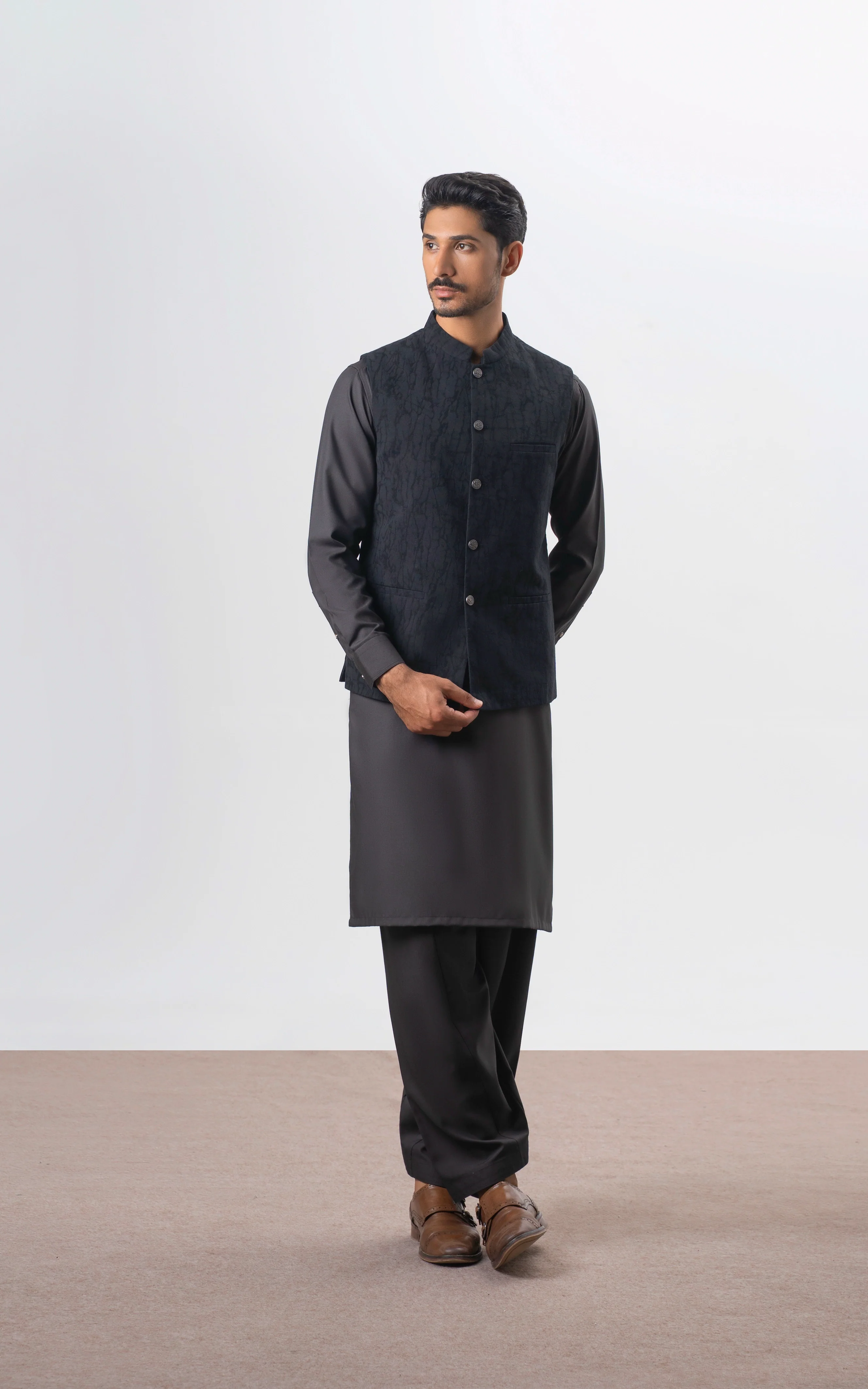 SELF TEXTURED WAISTCOAT | EXECUTIVE COLLECTION BLACK - Image 4