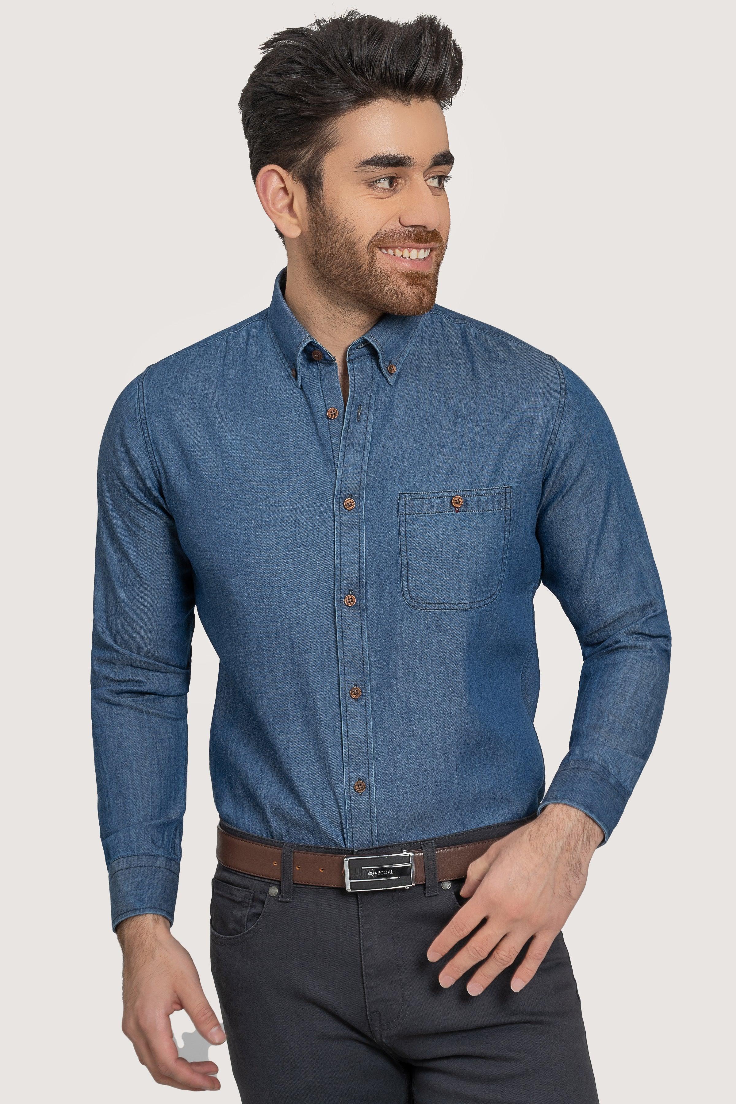 SEMI CASUAL DENIM SHIRT LIGHT BLUE - Image 2