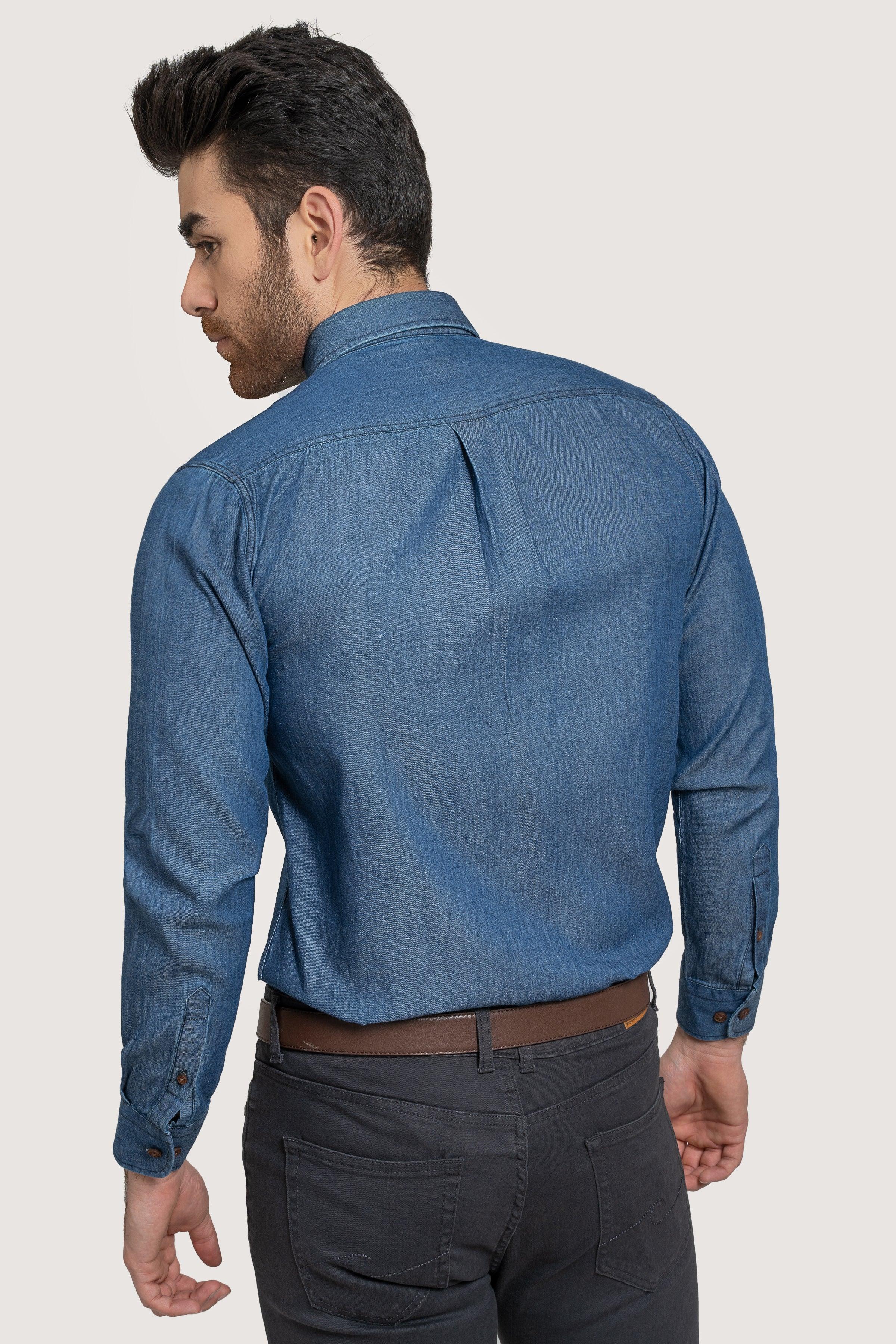 SEMI CASUAL DENIM SHIRT LIGHT BLUE - Image 4