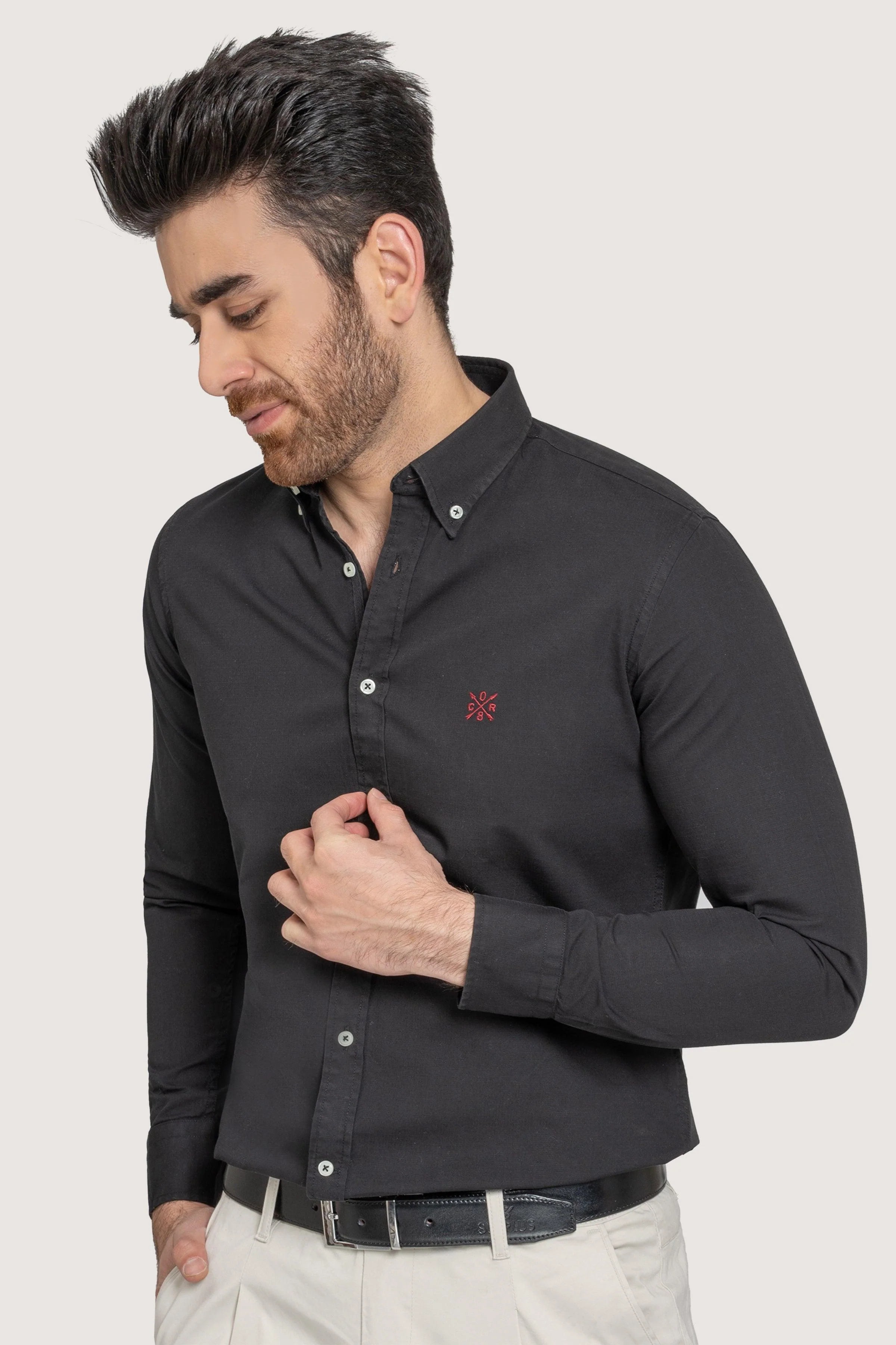 SEMI CASUAL GARMENT DYED SHIRT BLACK - Image 2