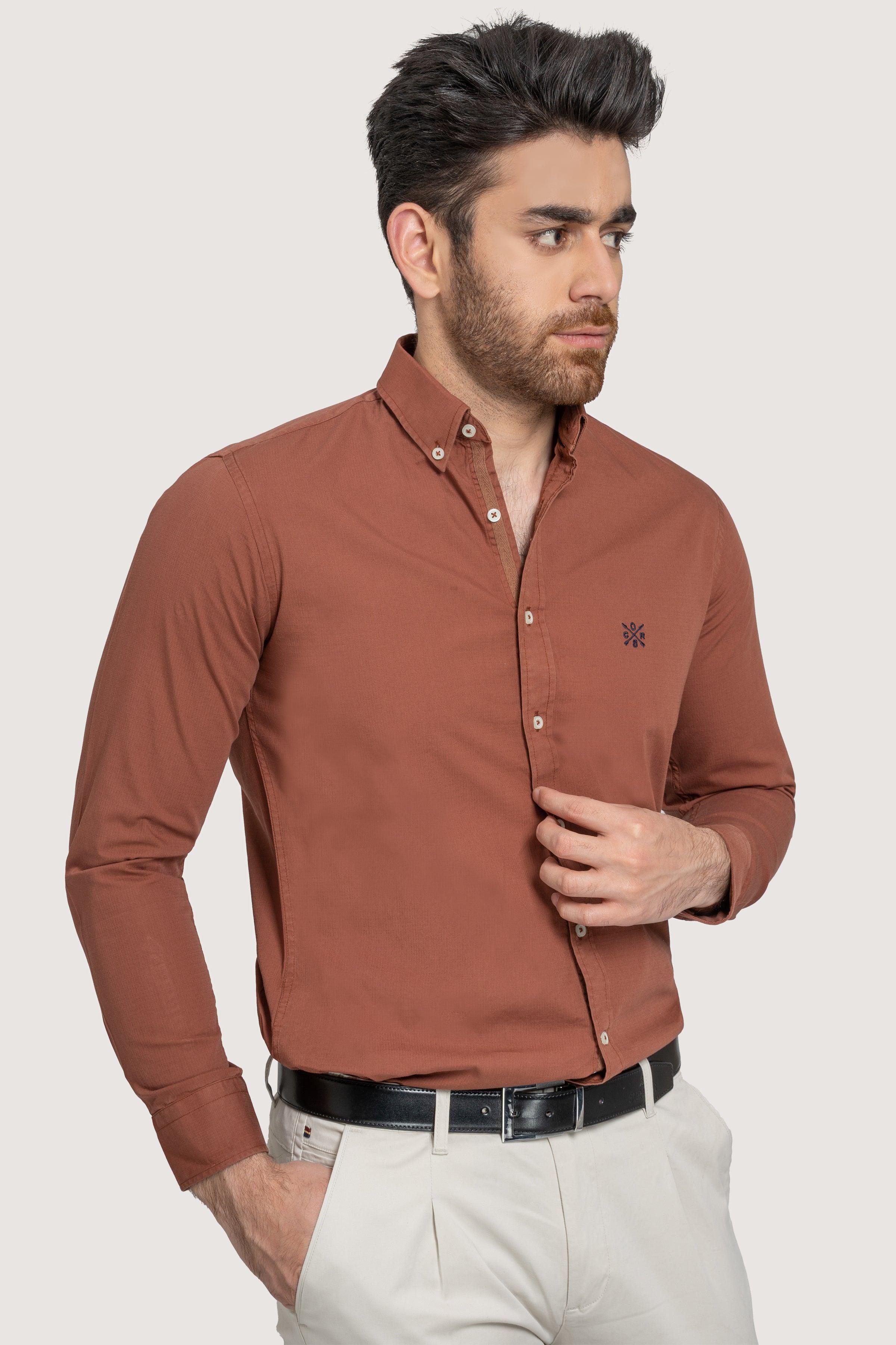 SEMI CASUAL GARMENT DYED SHIRT RUST - Image 2