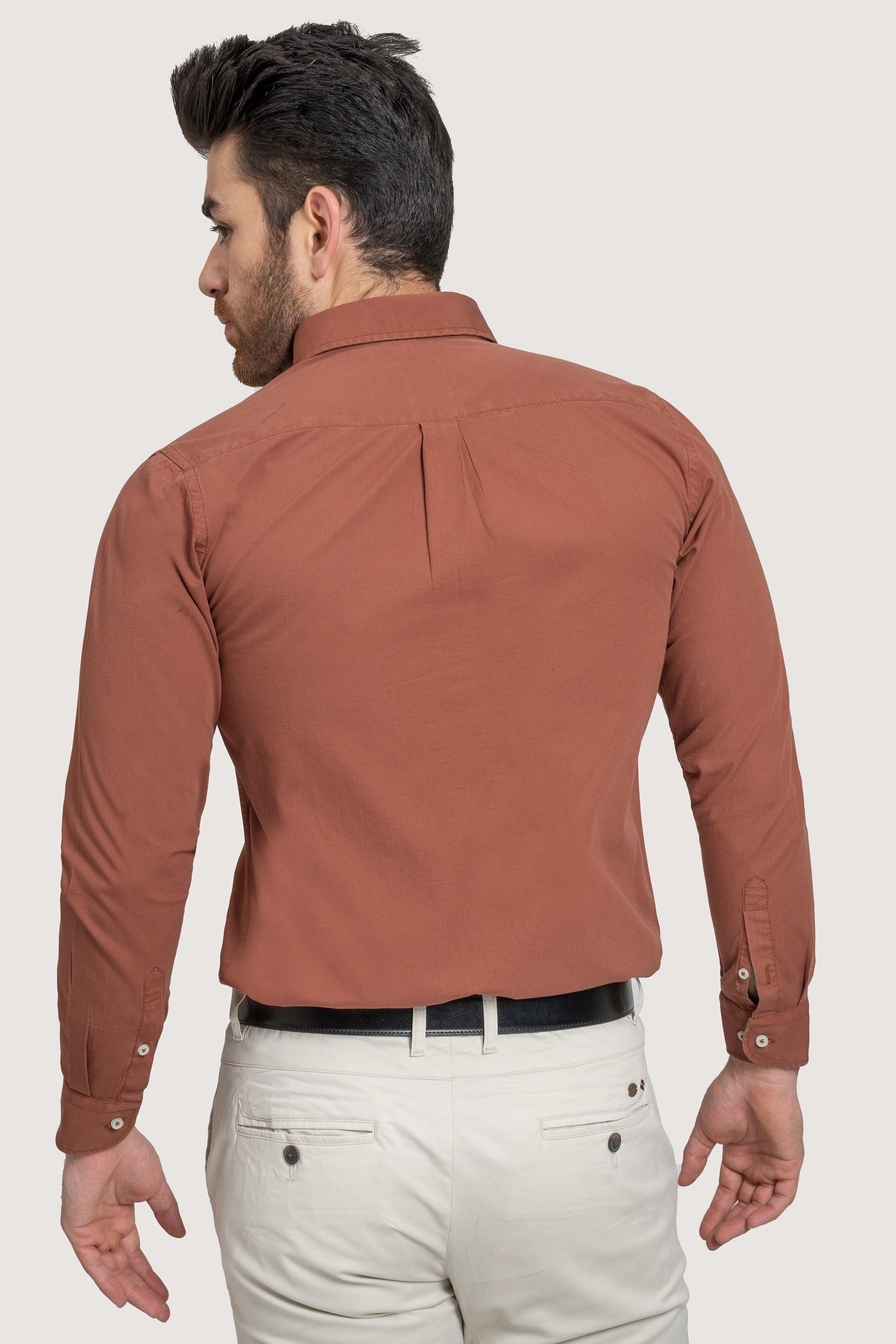 SEMI CASUAL GARMENT DYED SHIRT RUST - Image 4
