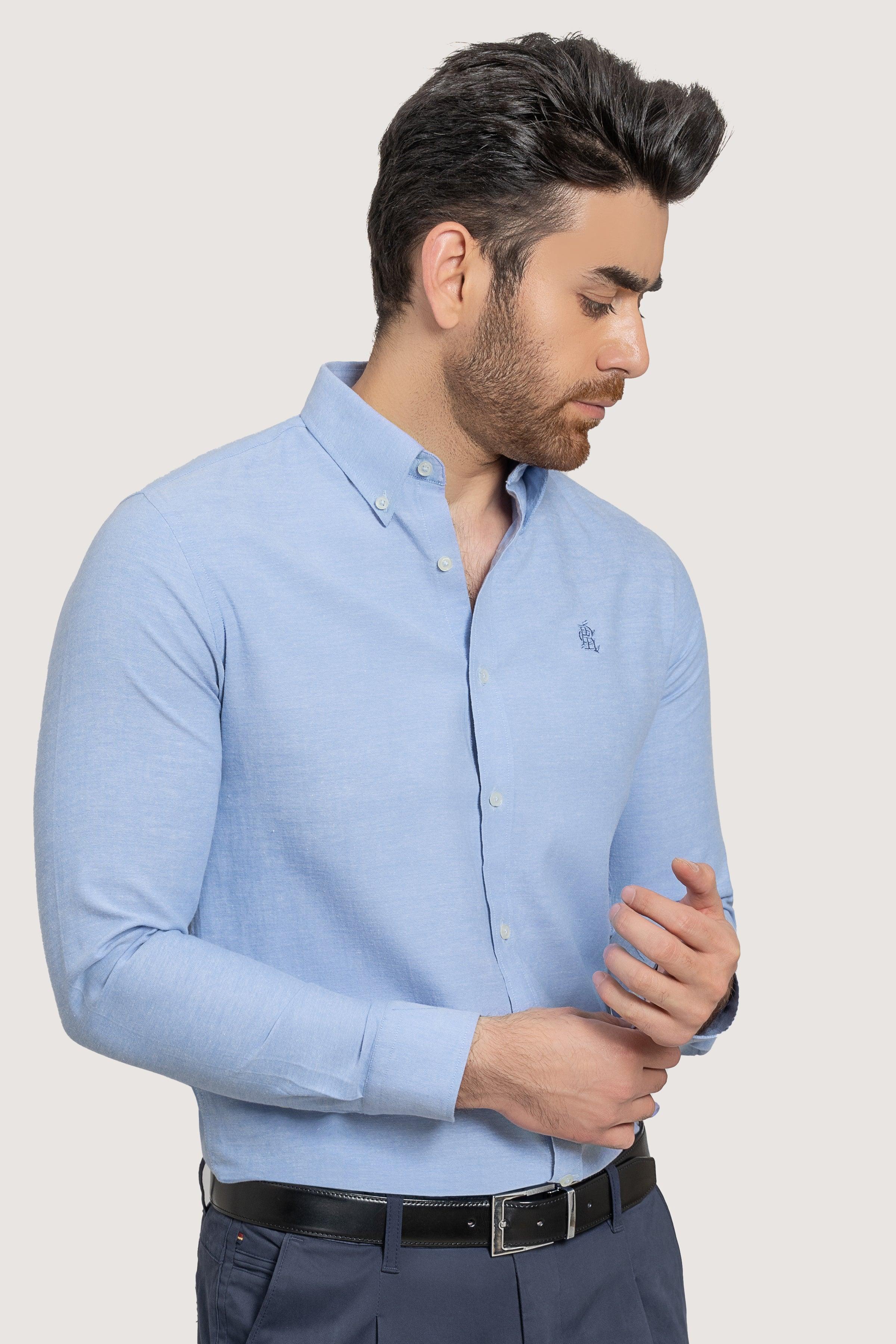 SEMI CASUAL OXFORD LIGHT BLUE SHIRT - Image 3