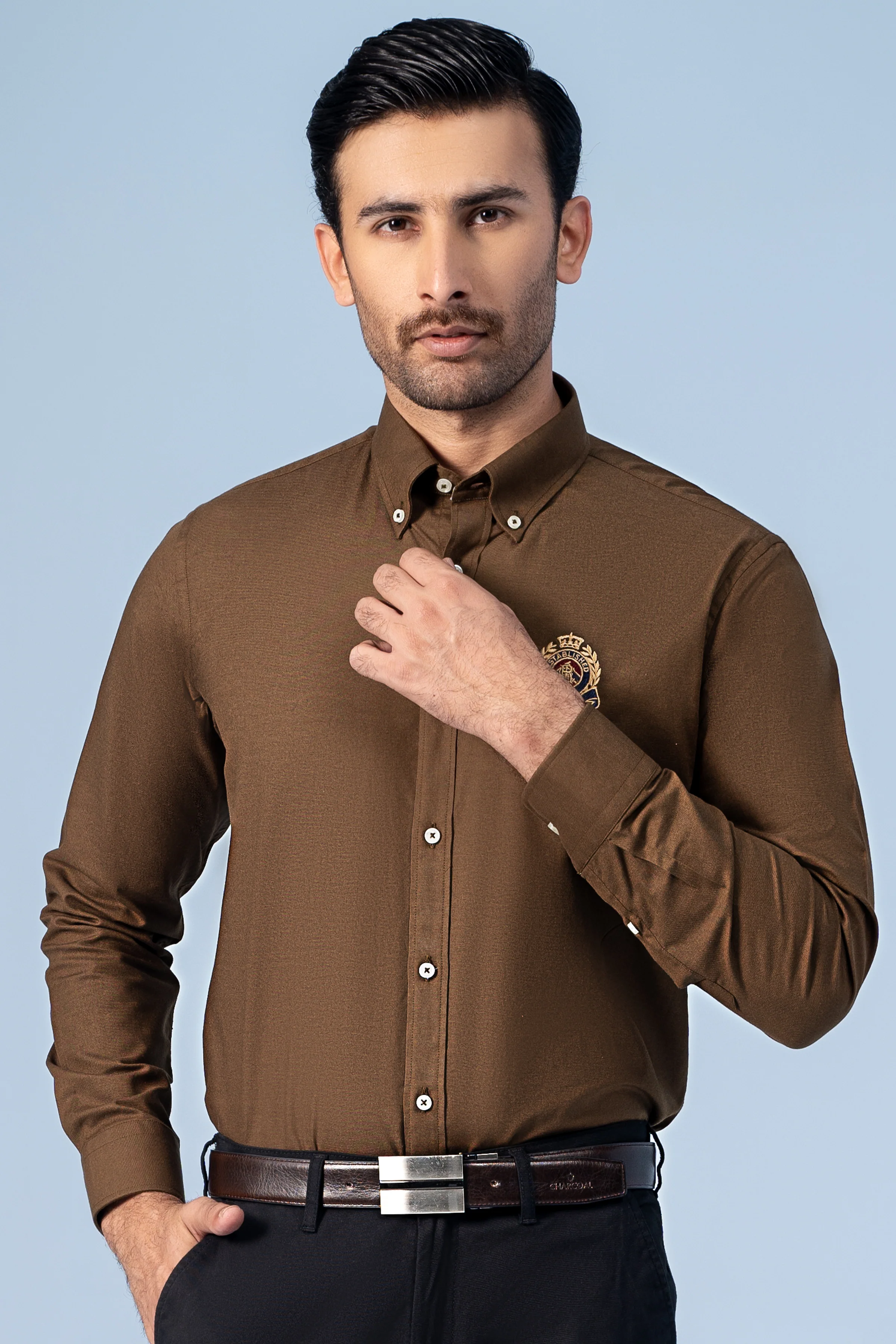 SEMI CASUAL SHIRT BROWN - Image 2