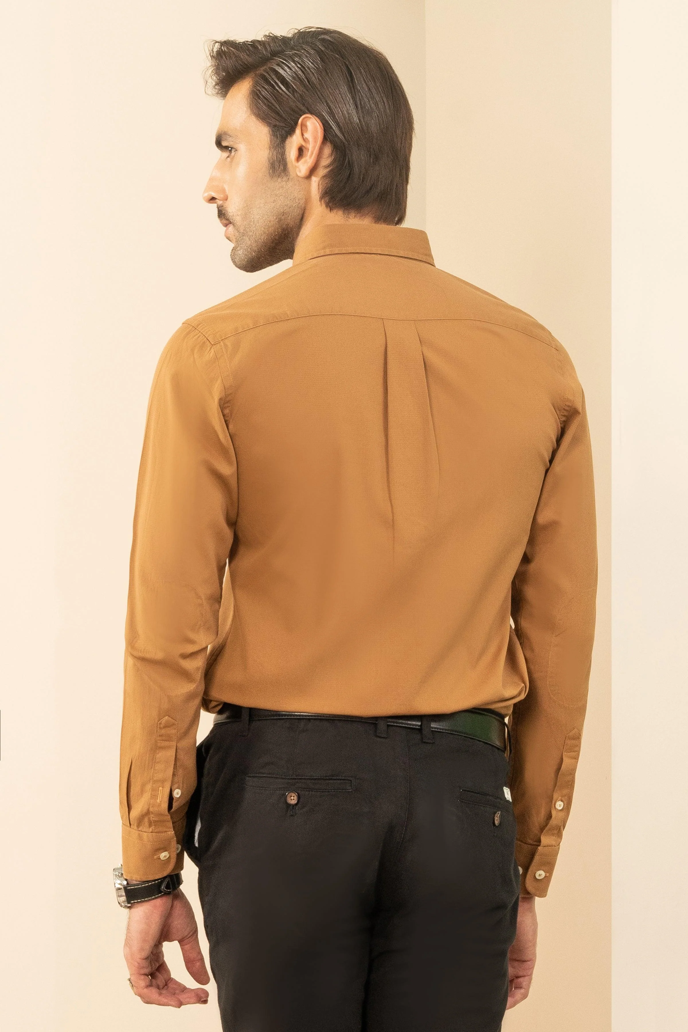 SEMI CASUAL SHIRT DARK KHAKI - Image 3