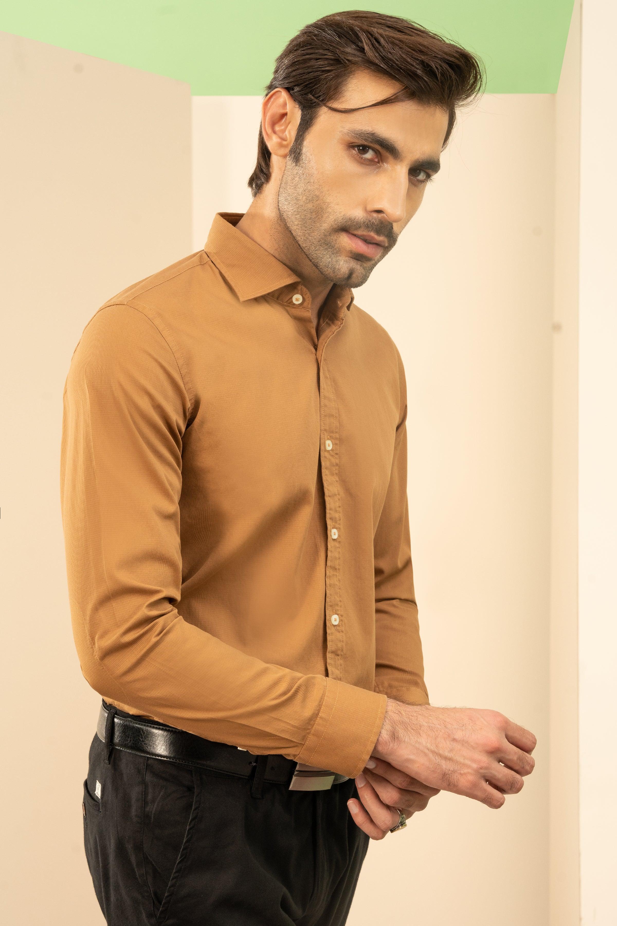 SEMI CASUAL SHIRT DARK KHAKI - Image 4