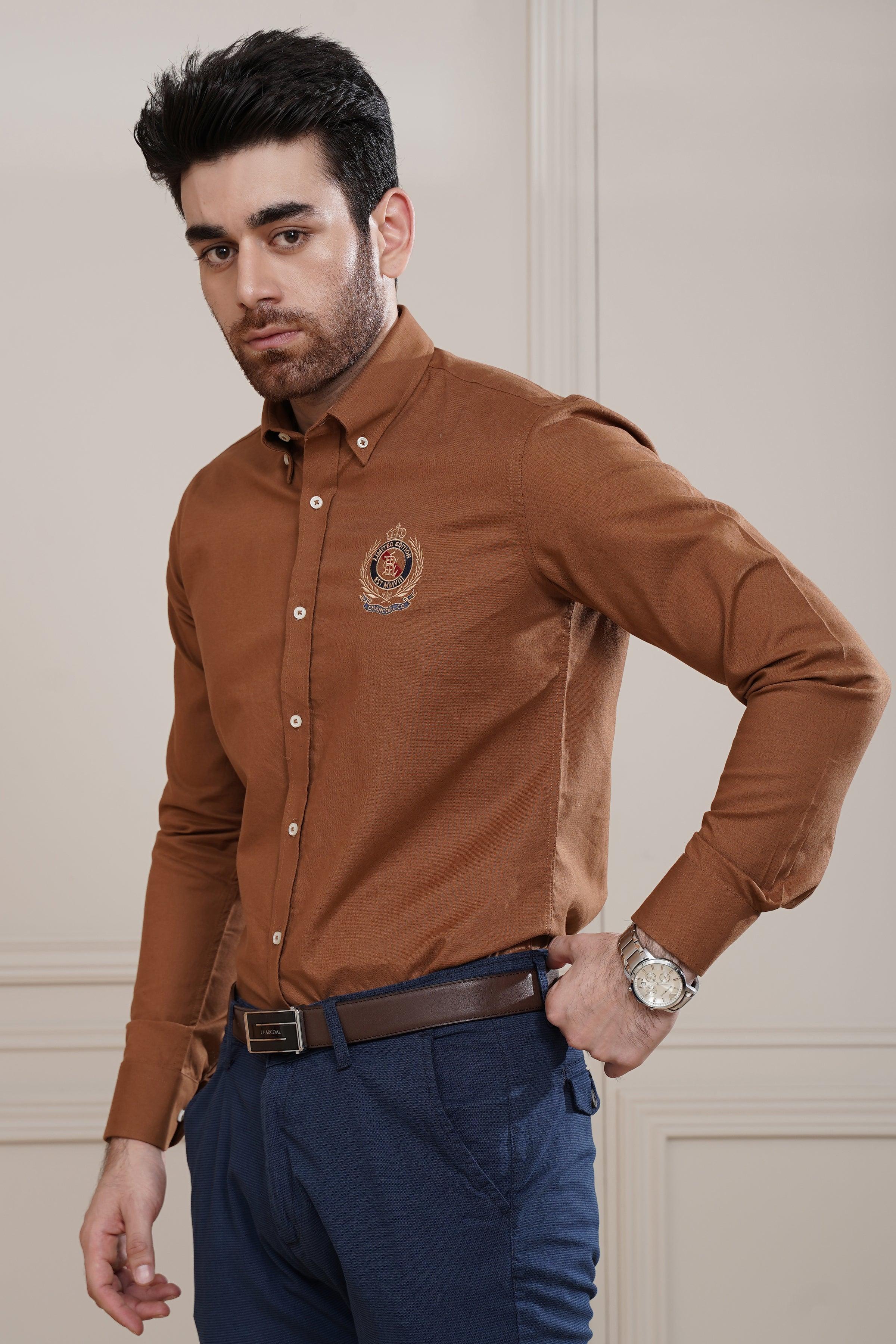 SEMI CASUAL SHIRT DARK KHAKI - Image 4