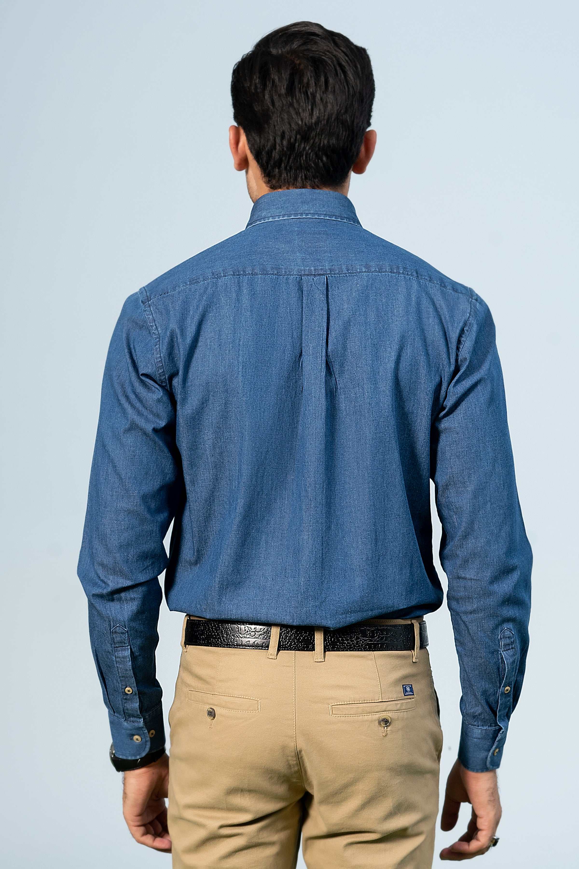 SEMI CASUAL DENIM SHIRT LIGHT BLUE - Image 4