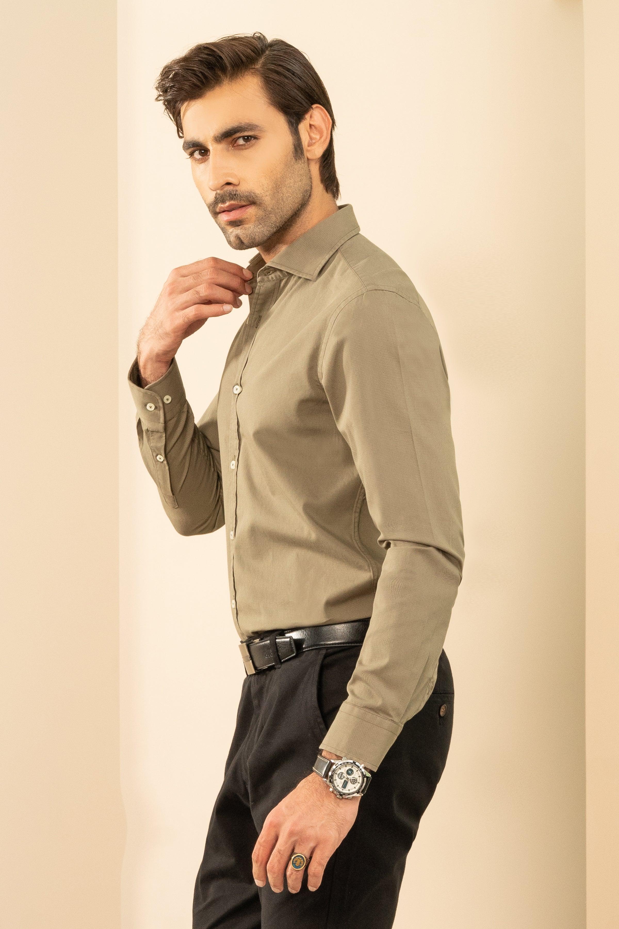 SEMI CASUAL SHIRT OLIVE GREEN - Image 3