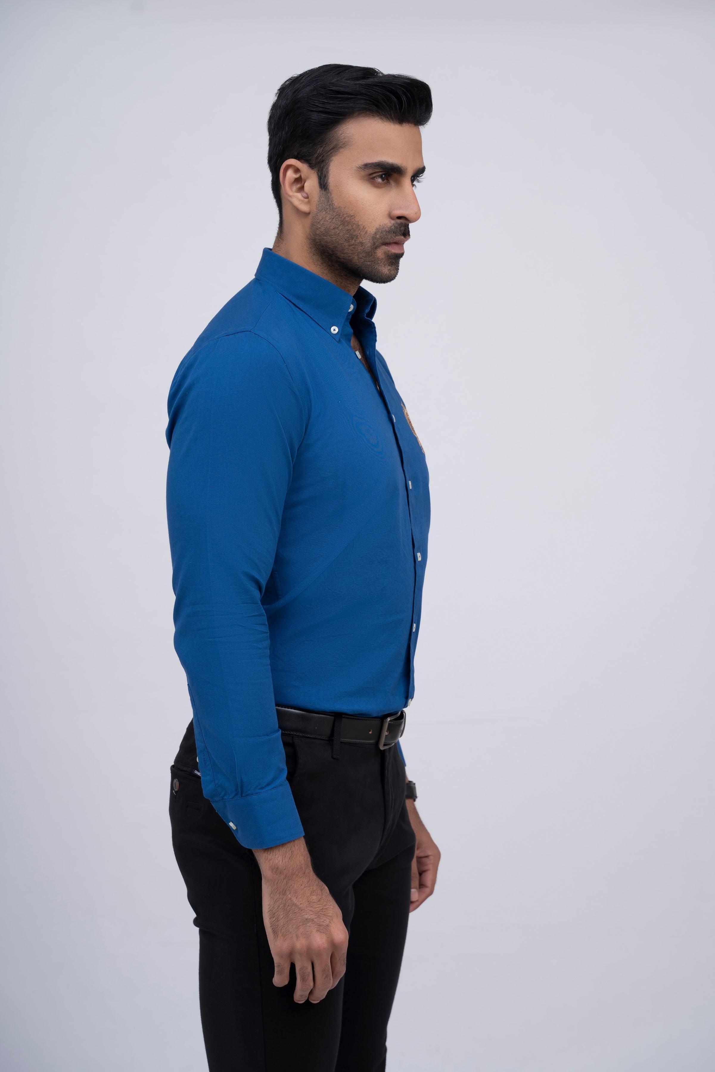 SEMI CASUAL SHIRT ROYAL BLUE - Image 4