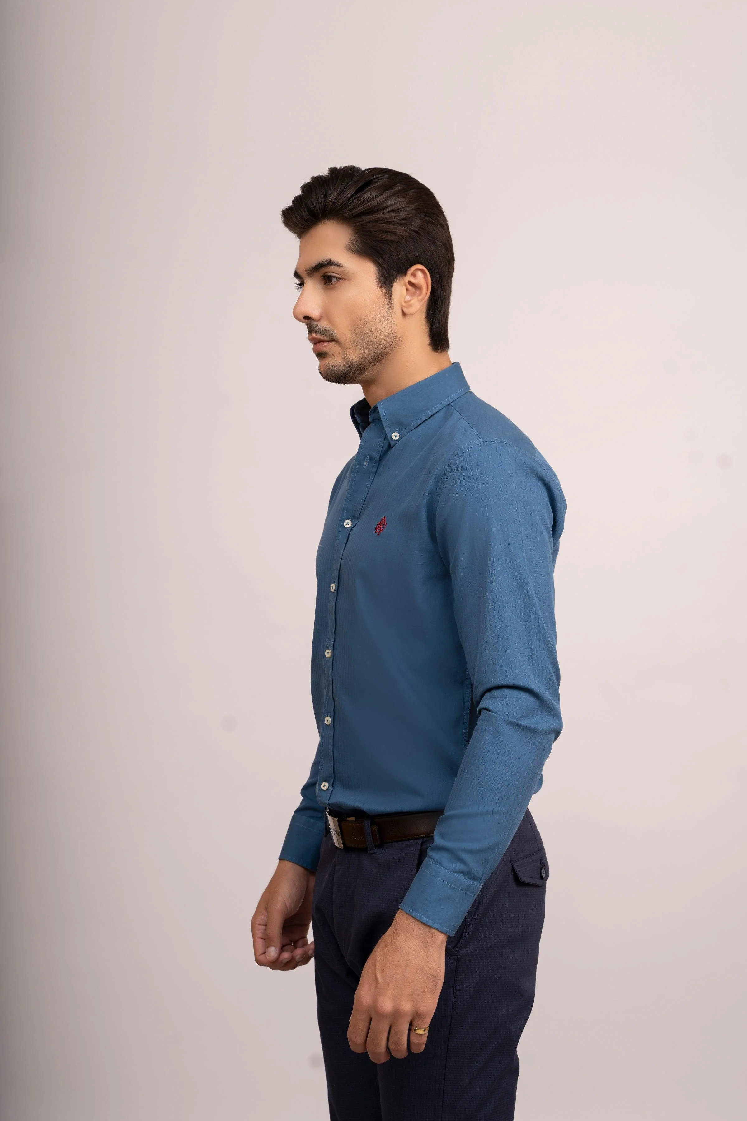 SEMI CASUAL SHIRT TEAL BLUE - Image 2