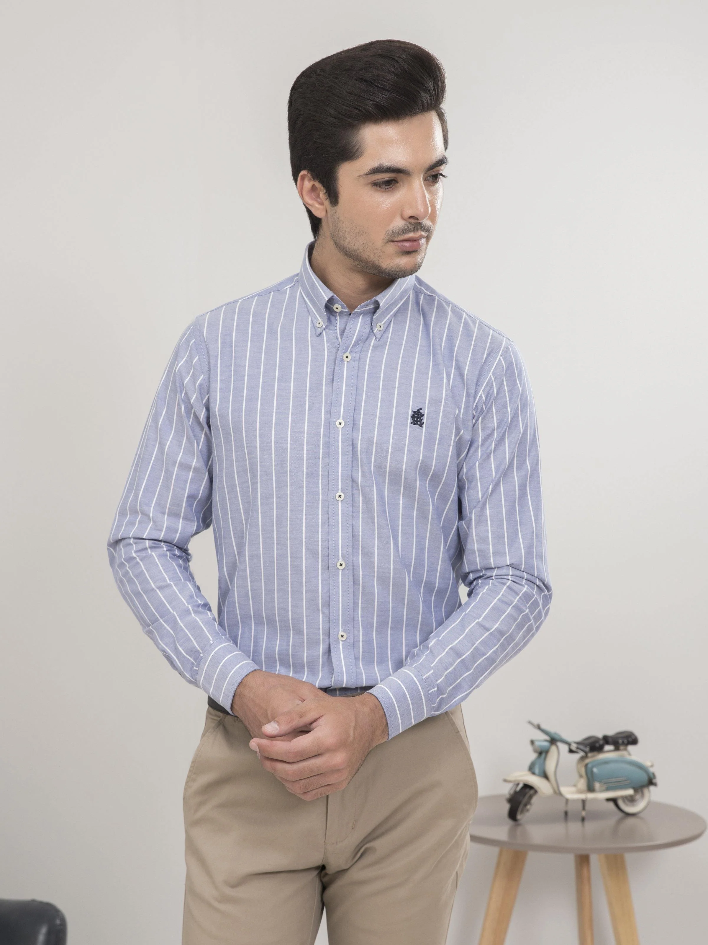 SEMI FORMAL FULL SLEEVES SKY WHITE LINING