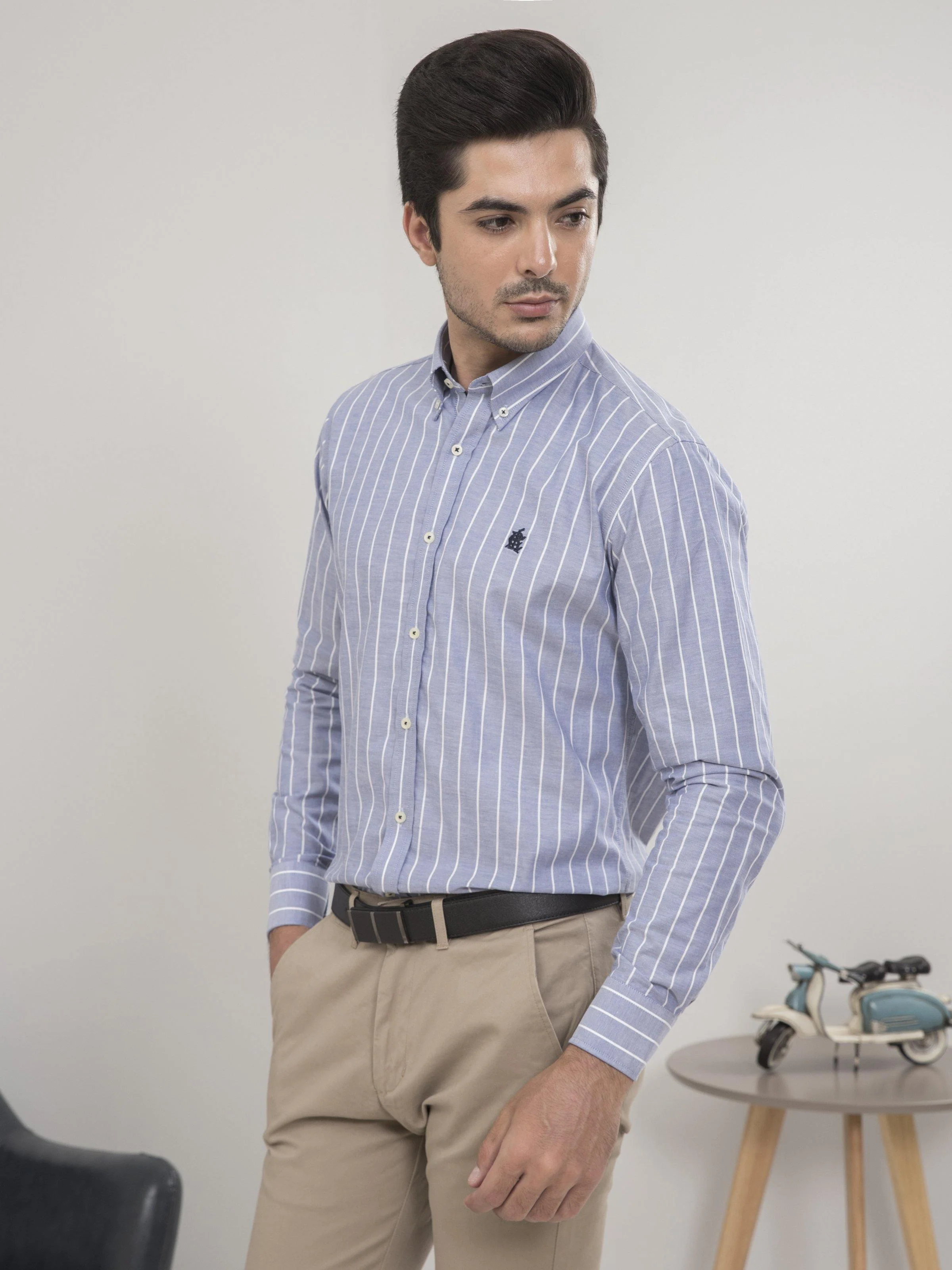 SEMI FORMAL FULL SLEEVES SKY WHITE LINING - Image 2
