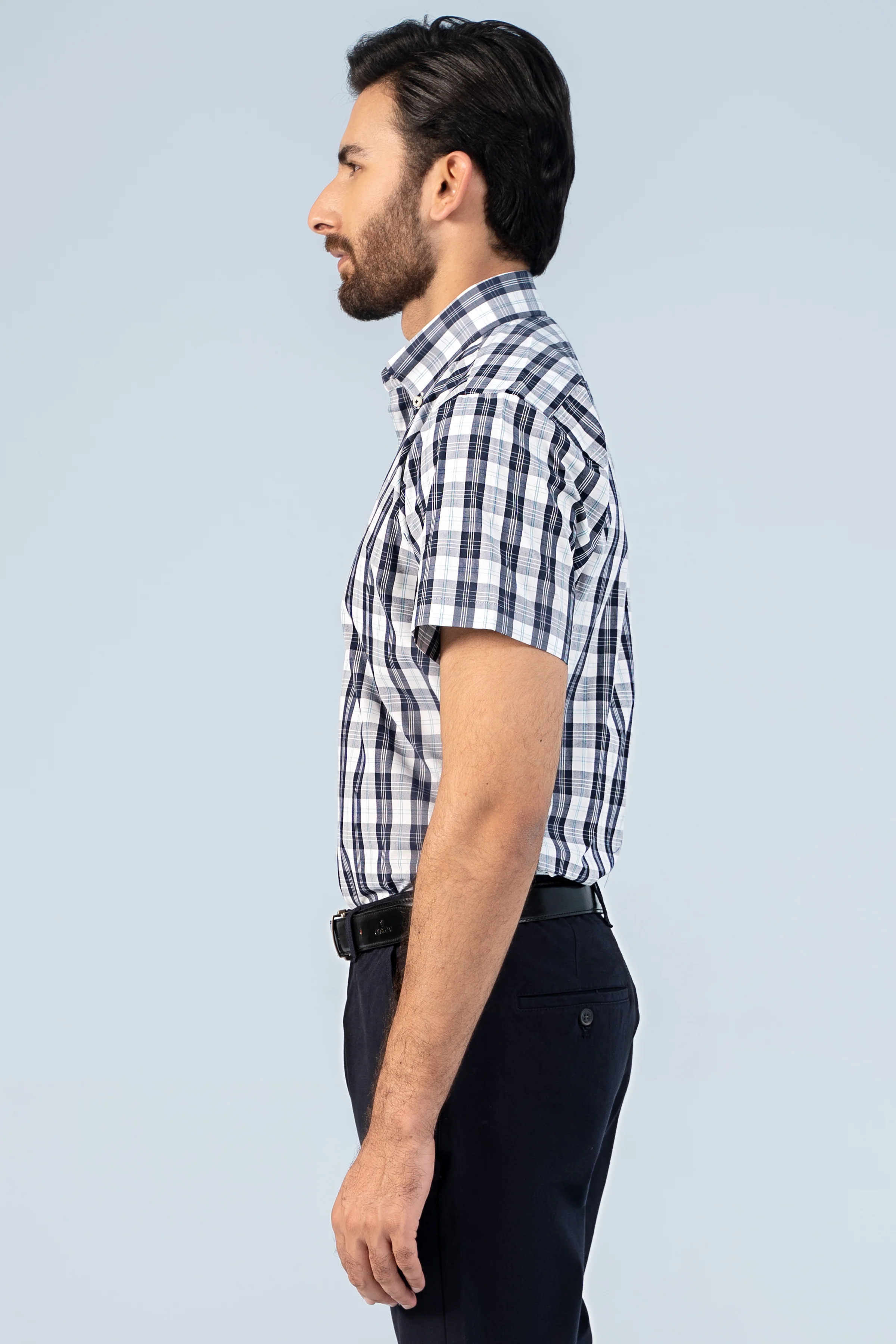 SEMI FORMAL HALF SLEEVE NAVY WHITE CHECK - Image 3