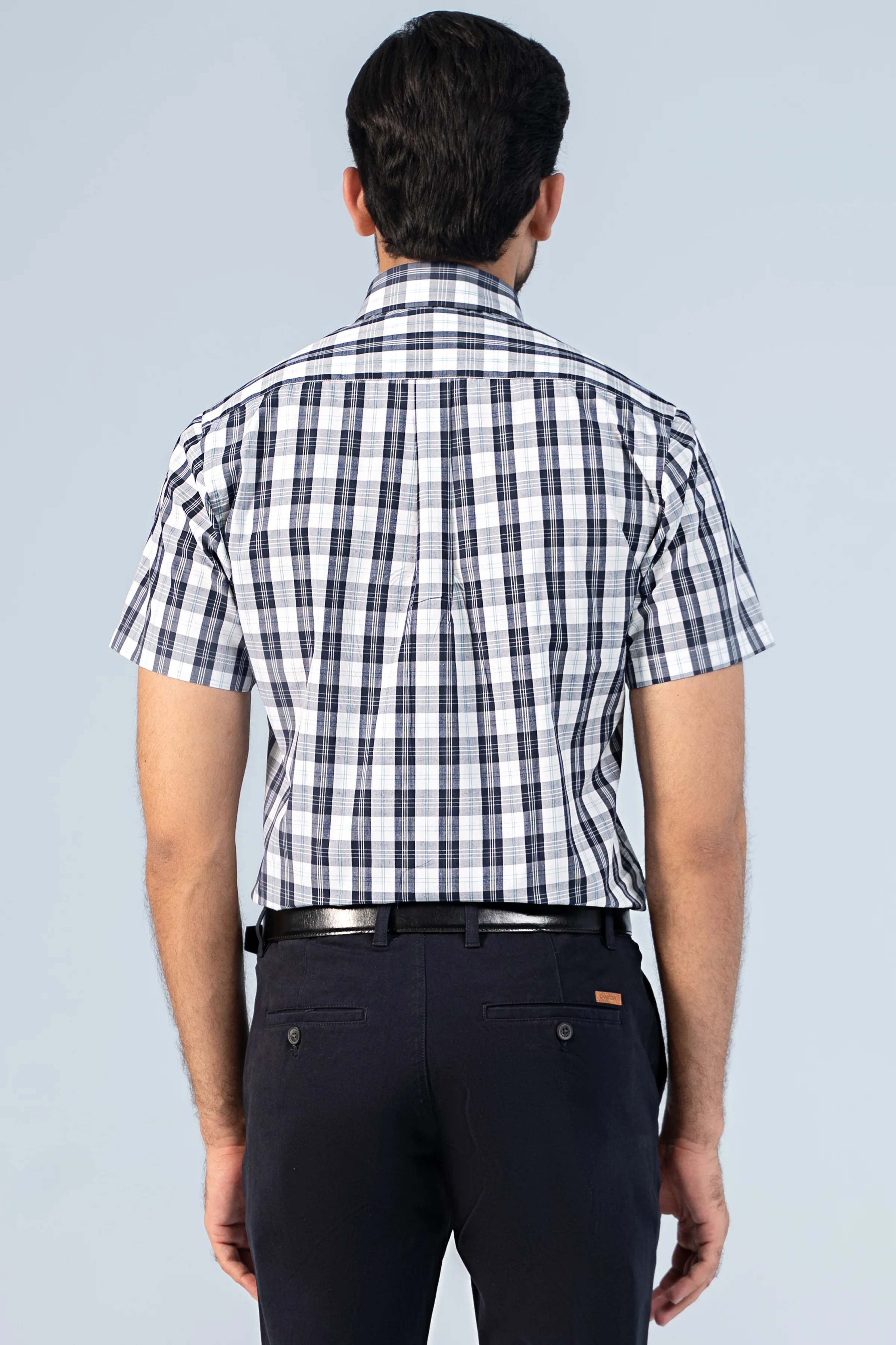 SEMI FORMAL HALF SLEEVE NAVY WHITE CHECK - Image 5
