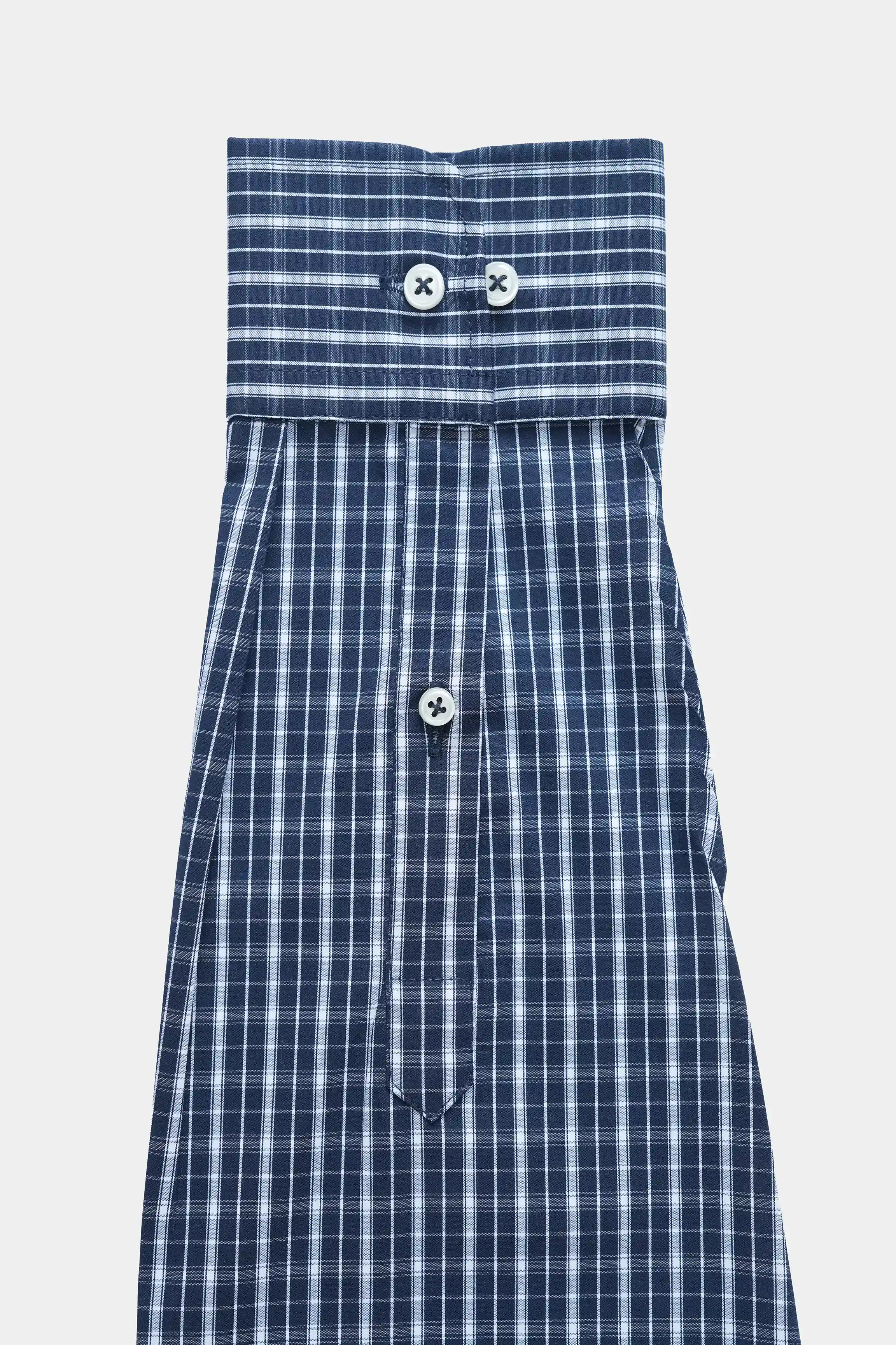HIDDEN BUTTON DOWN COLLAR SEMI FORMAL CHECKERED SHIRT NAVY - Image 3