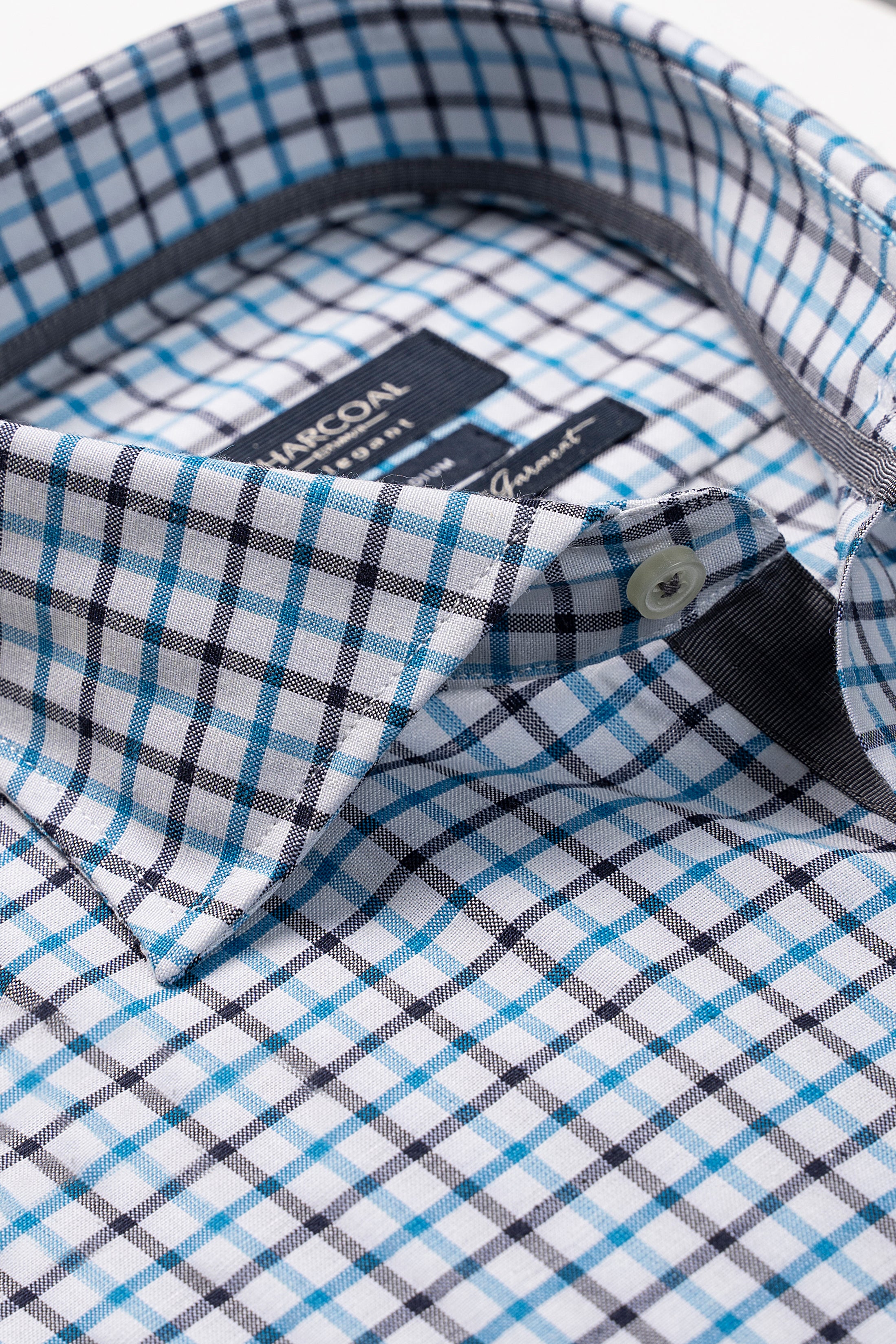 SEMI FORMAL SHIRT BLUE BLACK CHECK - Image 2