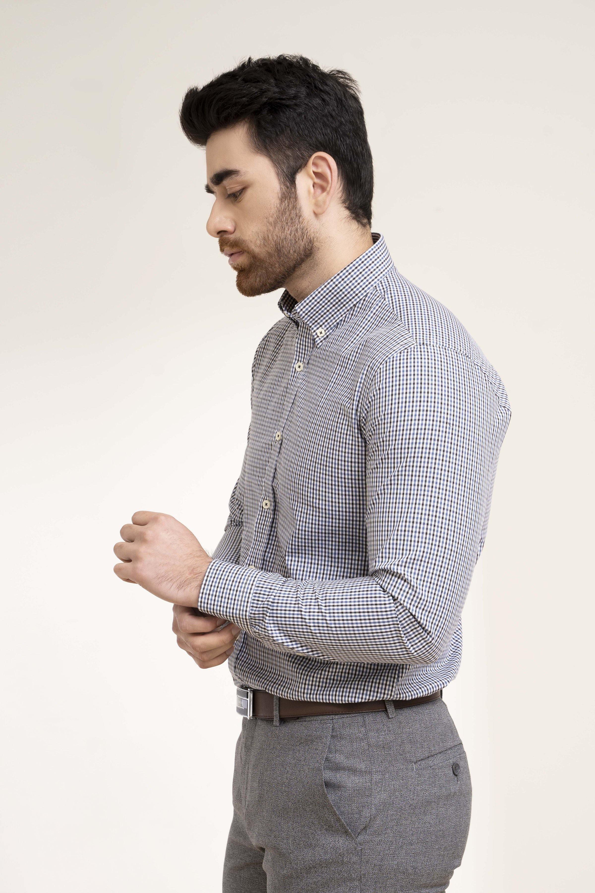 SEMI FORMAL SHIRT BLUE BLACK CHECK - Image 2