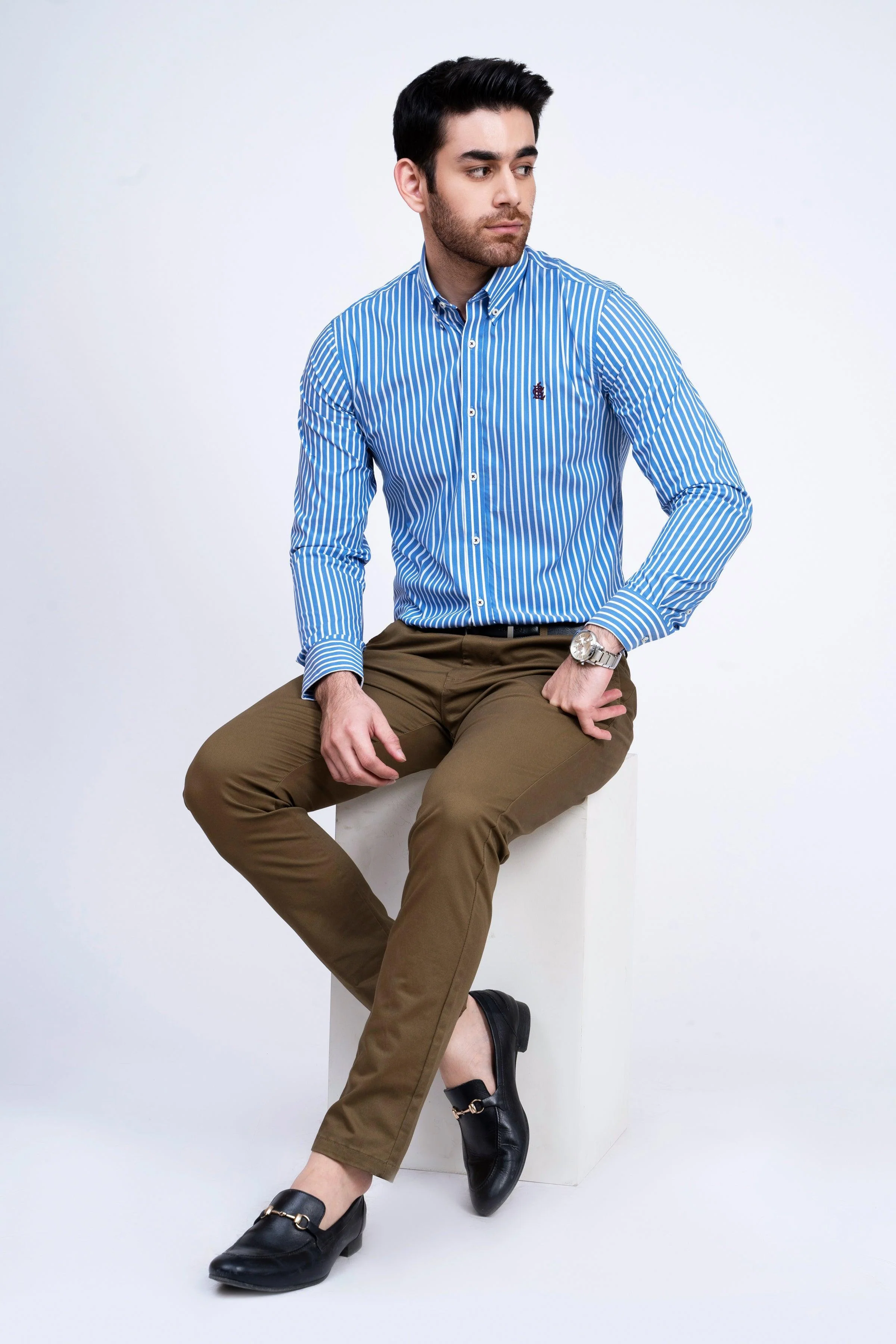 SEMI FORMAL SHIRT BLUE WHITE - Image 2
