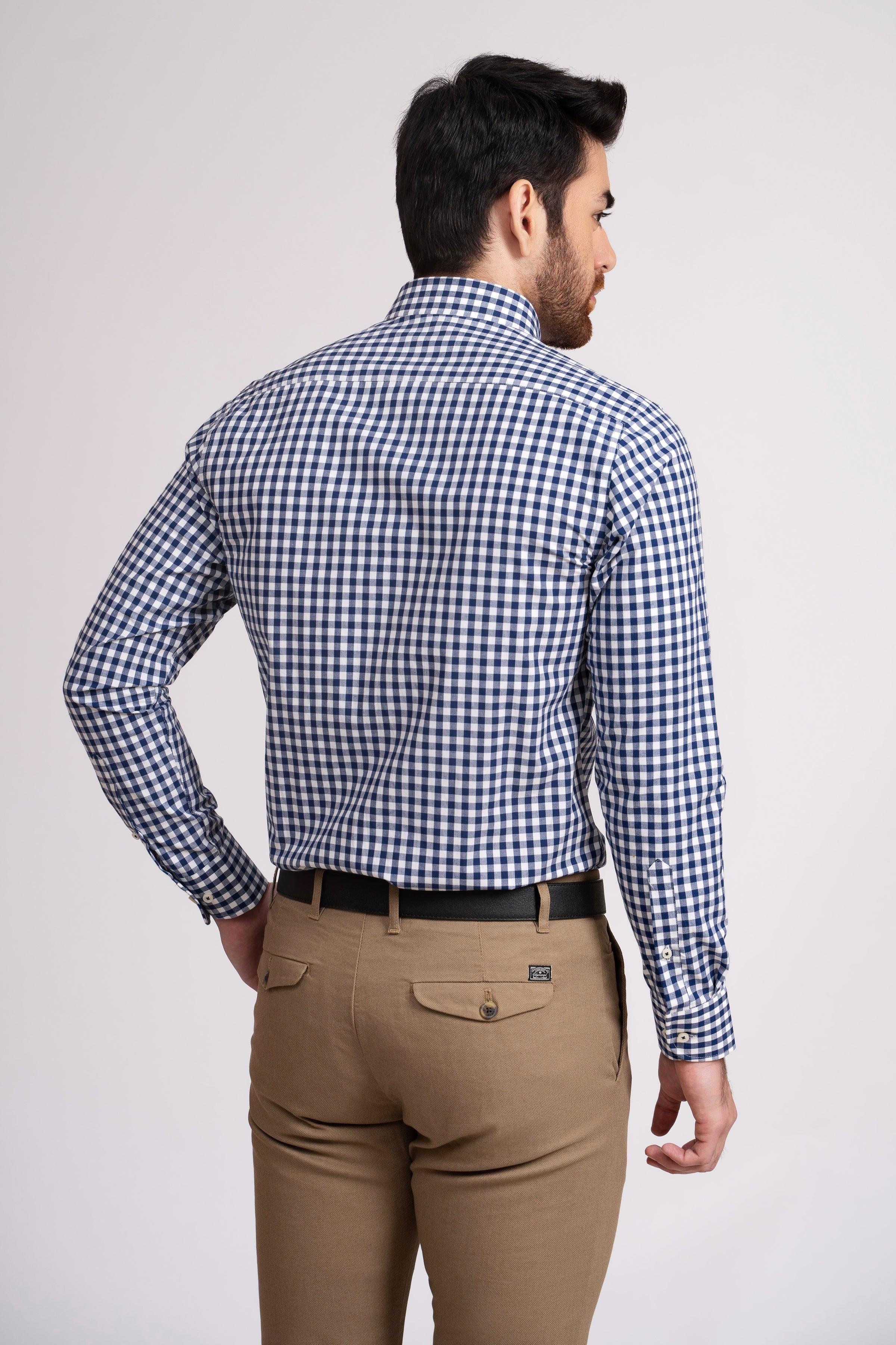 SEMI FORMAL SHIRT BLUE WHITE CHECK - Image 4