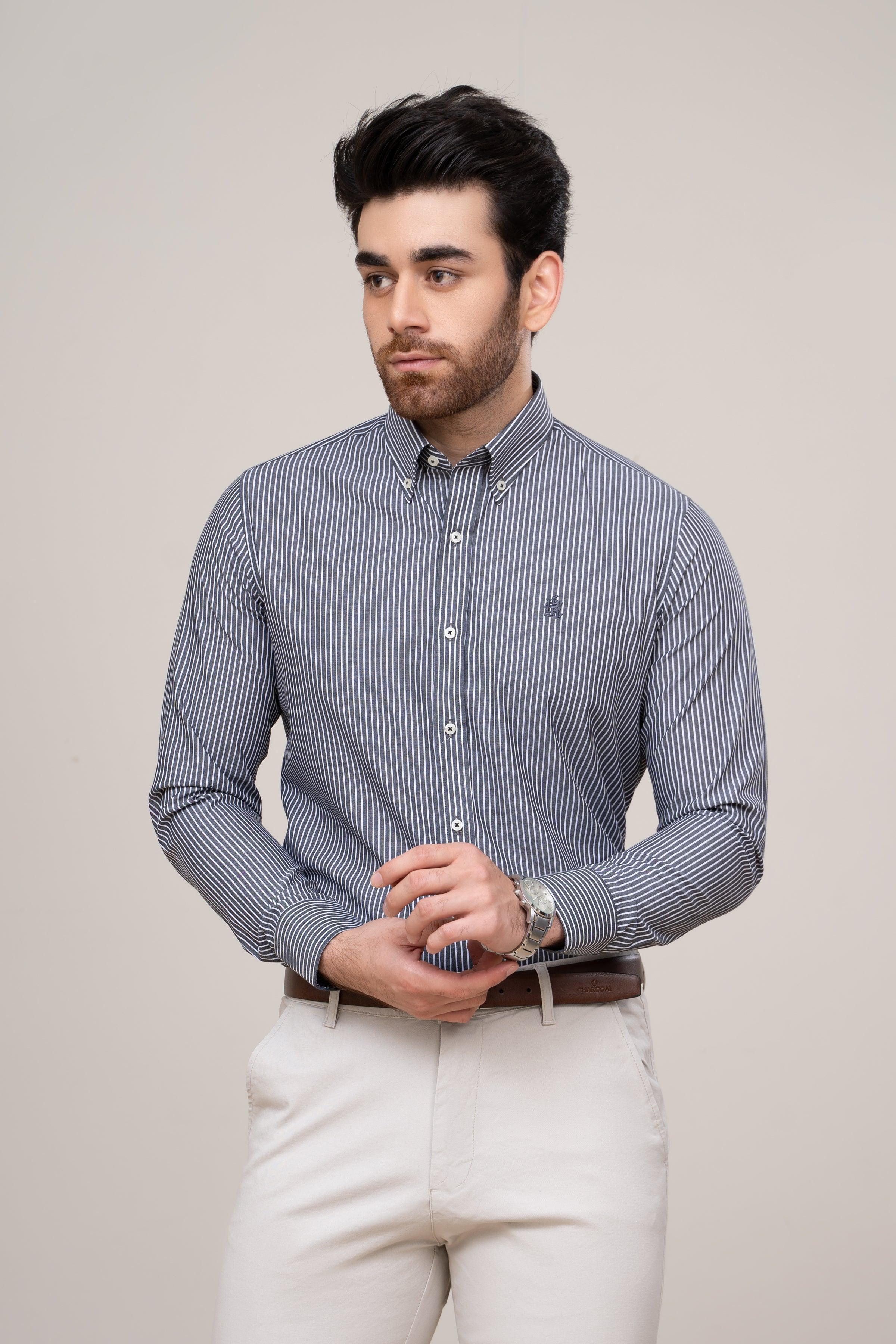 SEMI FORMAL SHIRT BLUE WHITE LINE