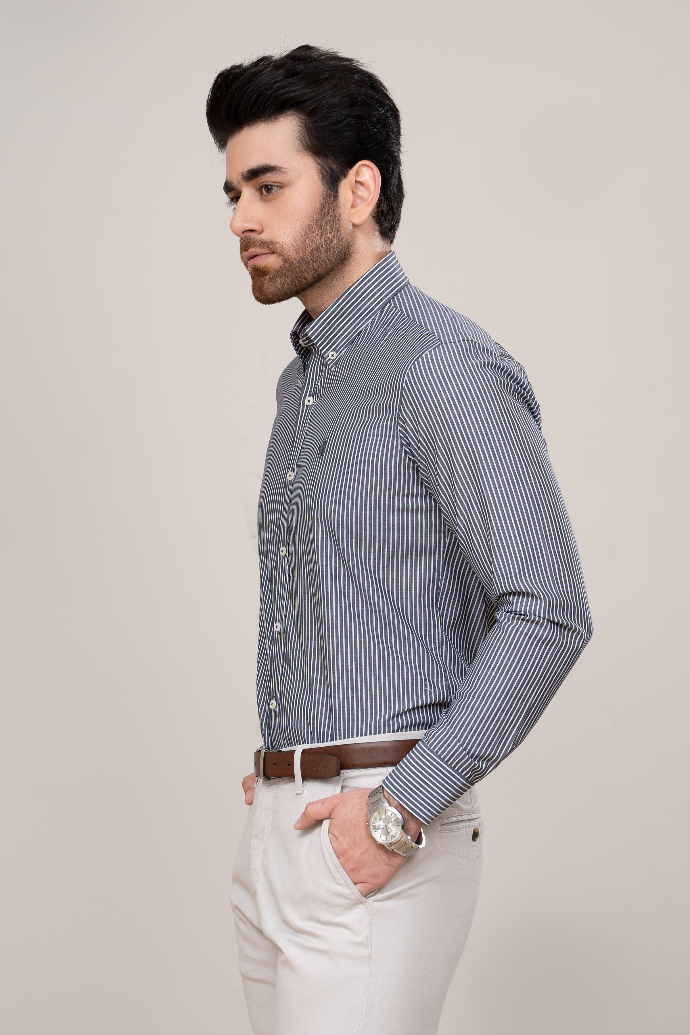 SEMI FORMAL SHIRT BLUE WHITE LINE - Image 2