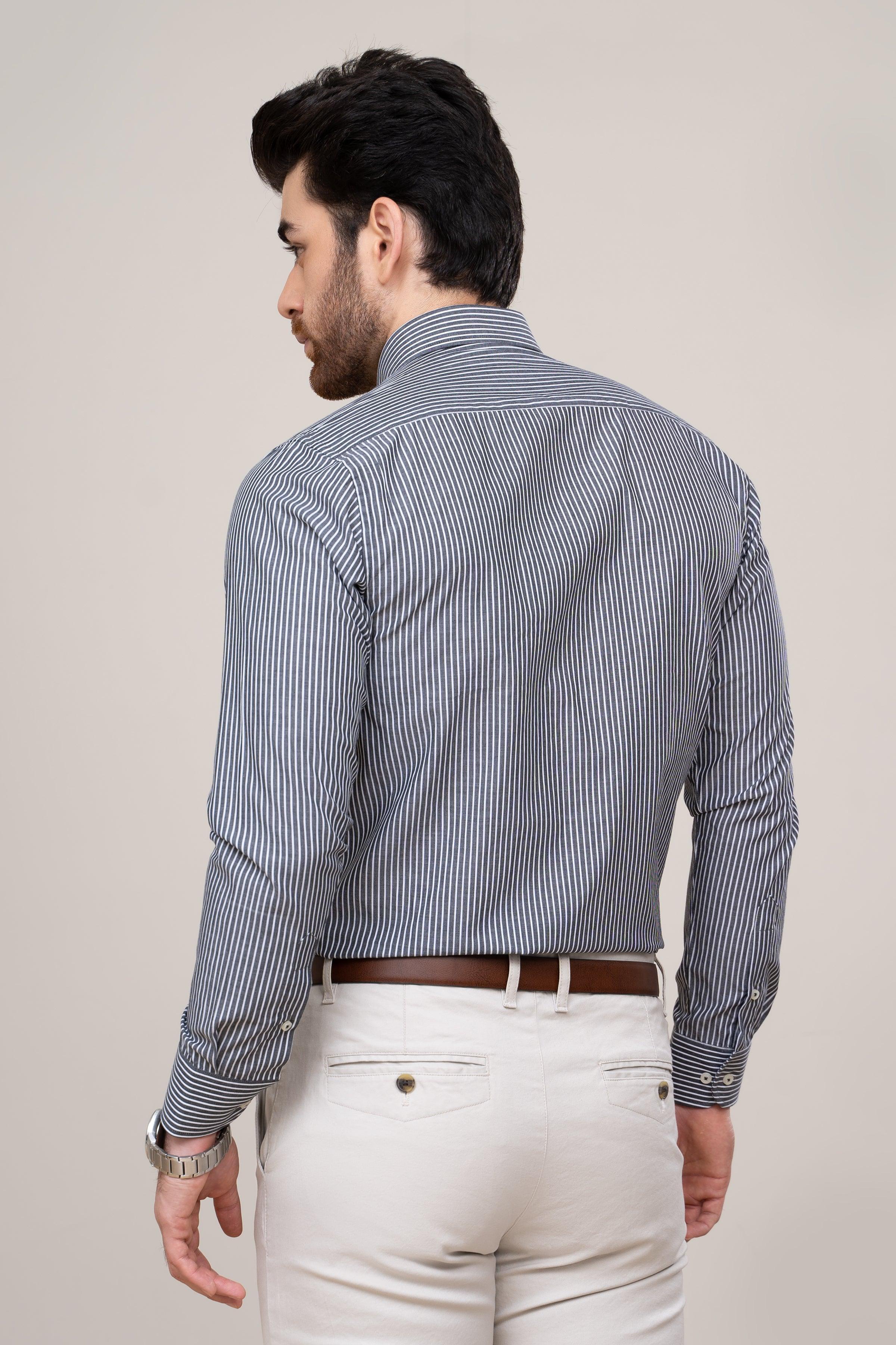 SEMI FORMAL SHIRT BLUE WHITE LINE - Image 3