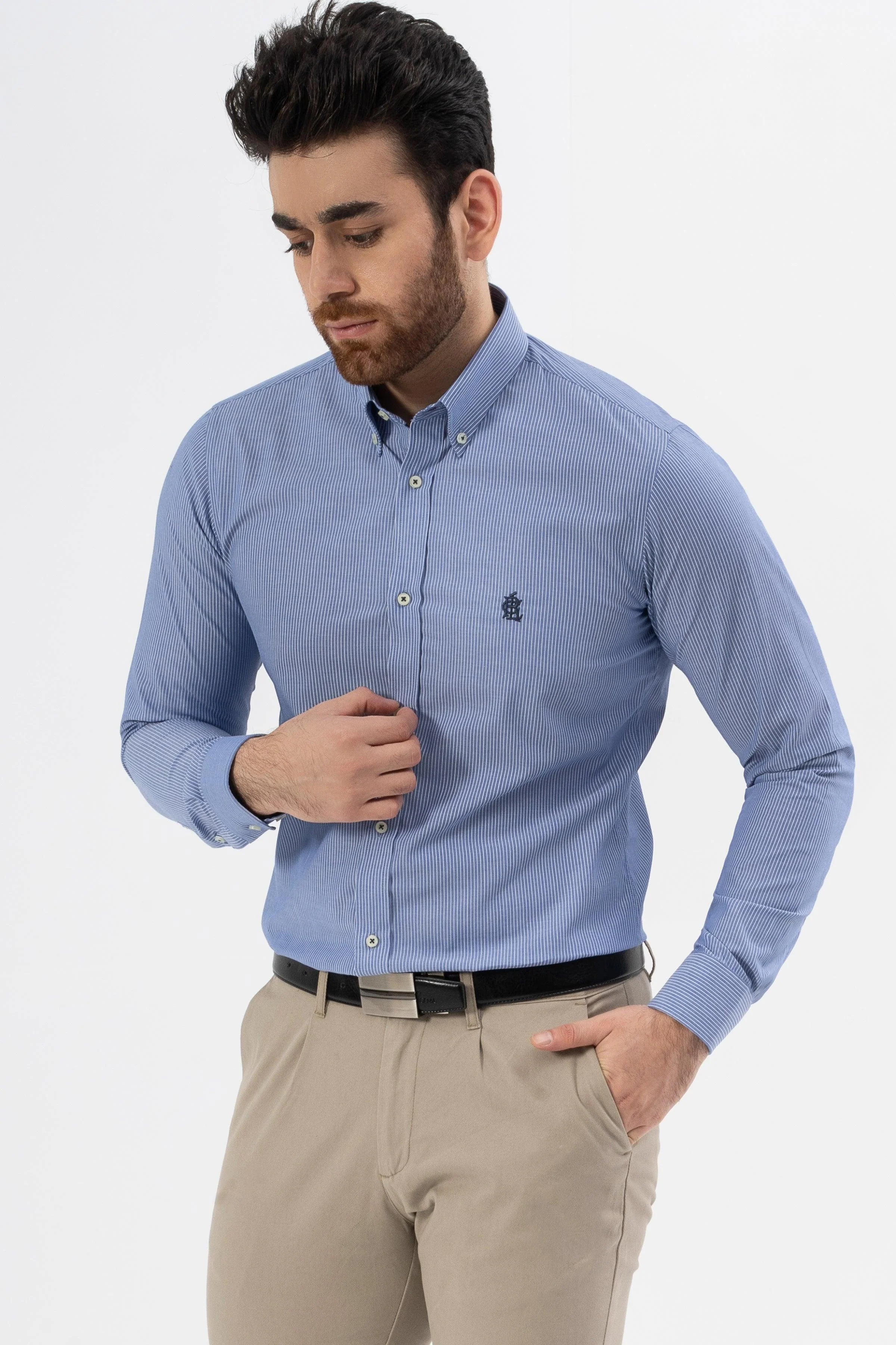 SEMI FORMAL SHIRT BLUE WHITE LINE