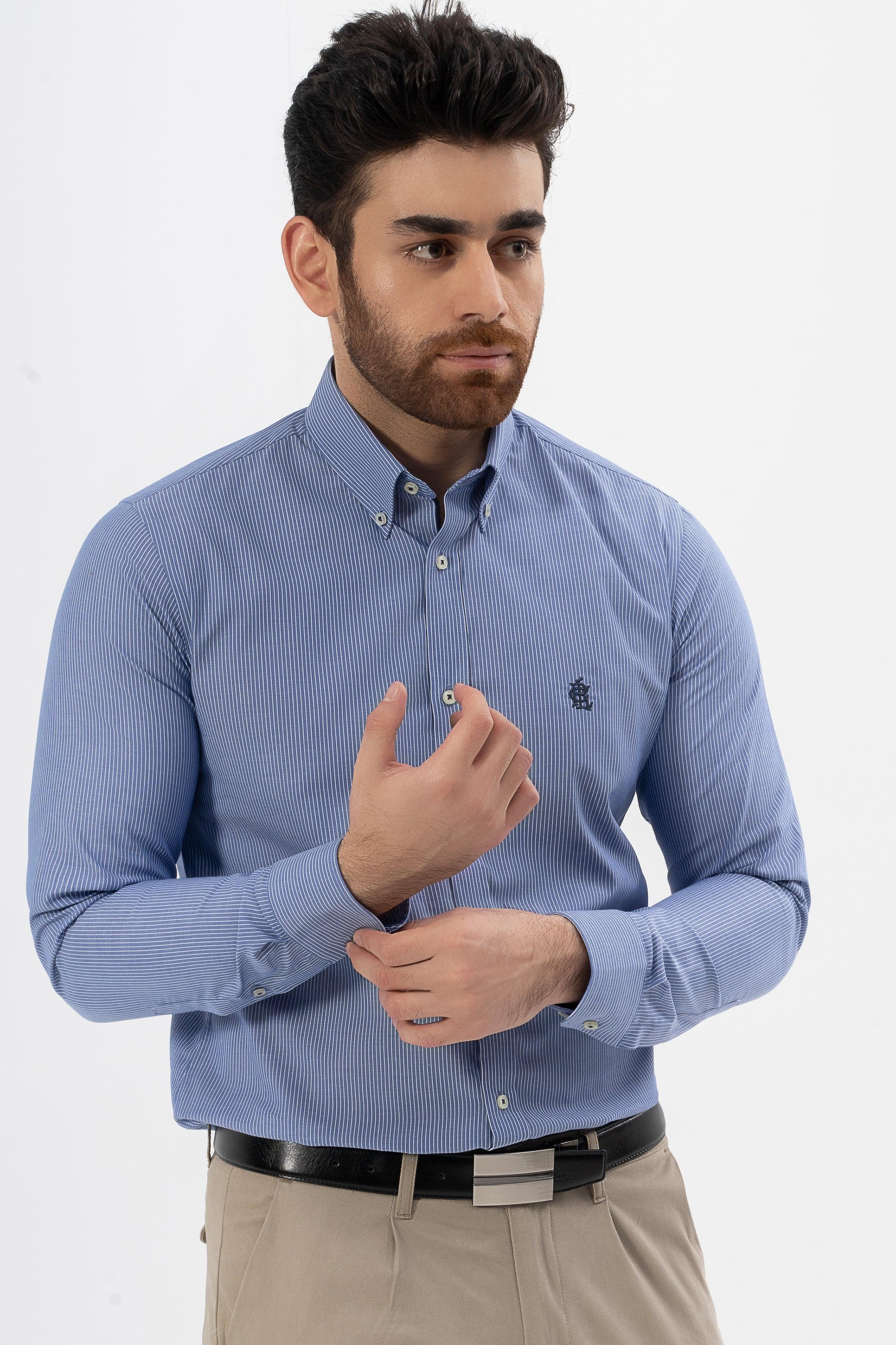 SEMI FORMAL SHIRT BLUE WHITE LINE - Image 2