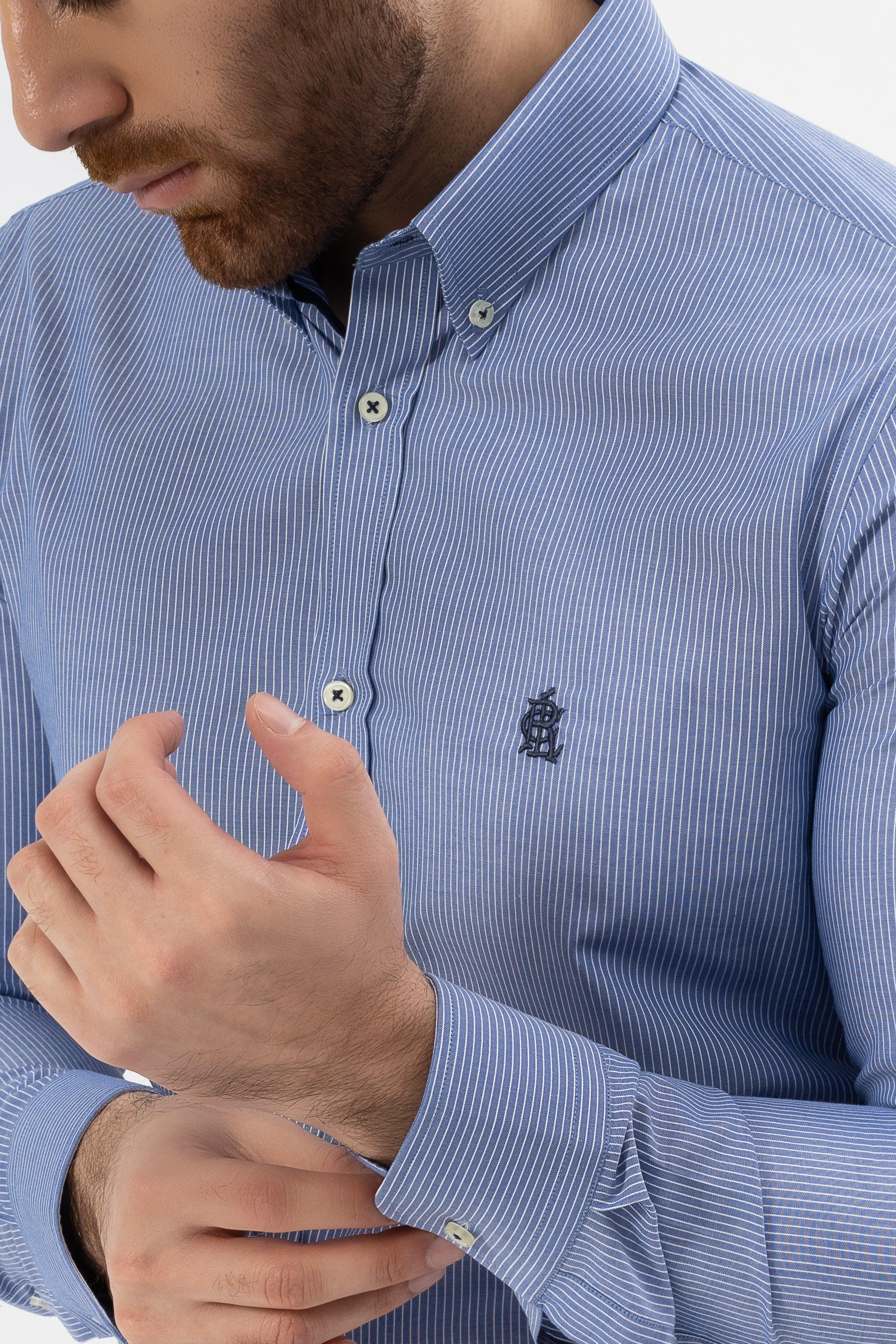 SEMI FORMAL SHIRT BLUE WHITE LINE - Image 3