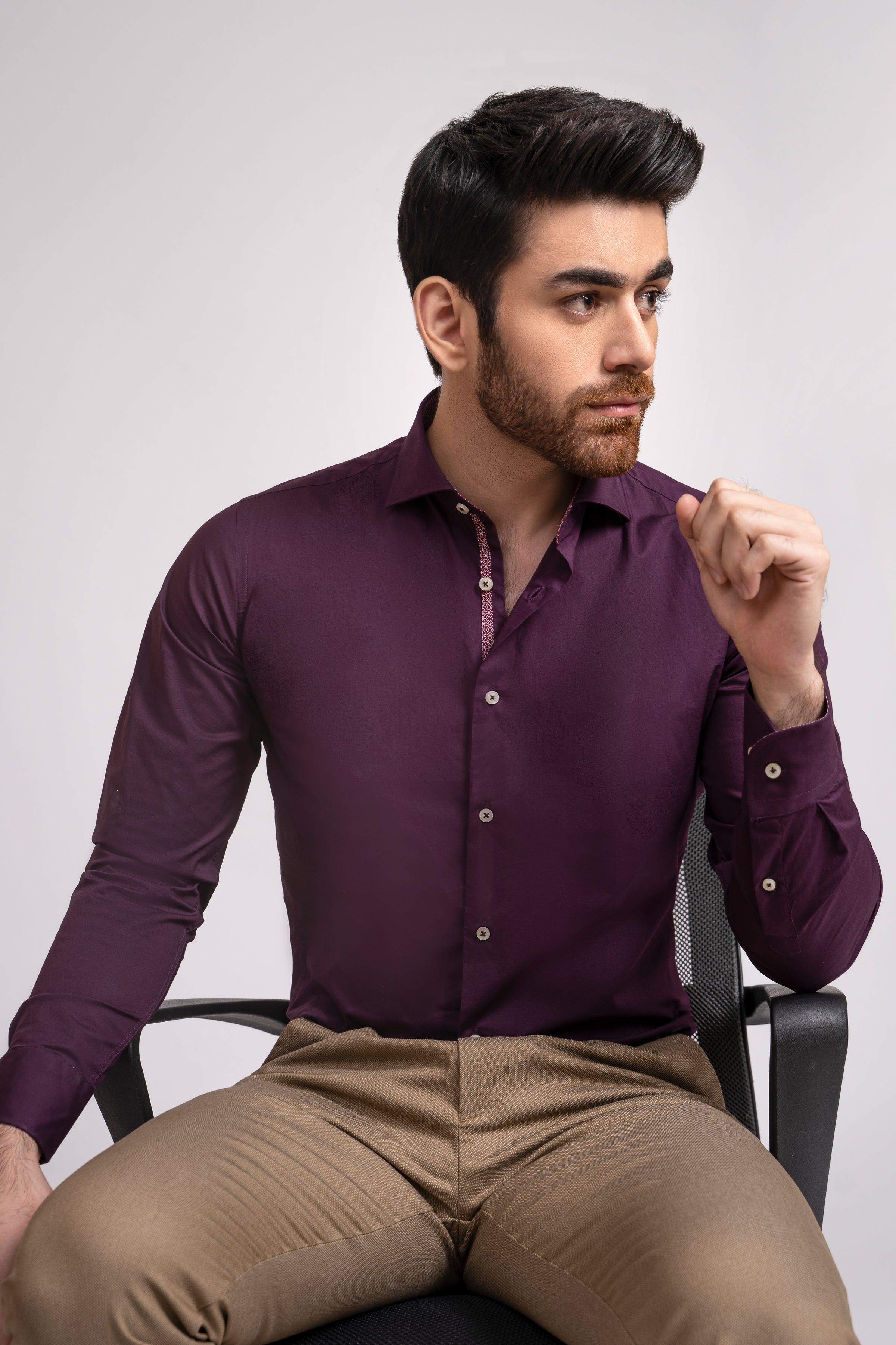 SEMI FORMAL SHIRT FRENCH COLLAR BEET RED - Image 4