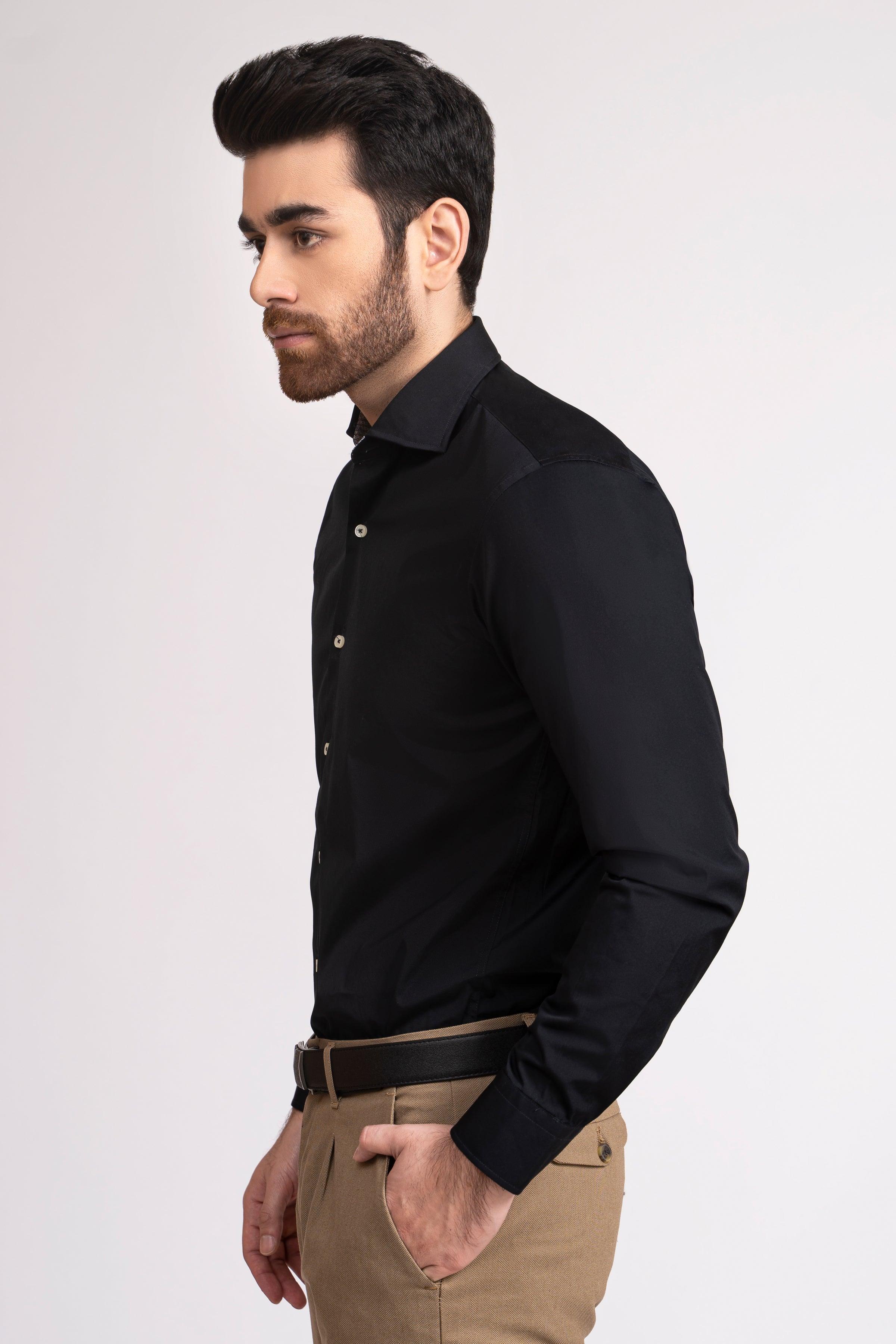SEMI FORMAL SHIRT FRENCH COLLAR BLACK - Image 2