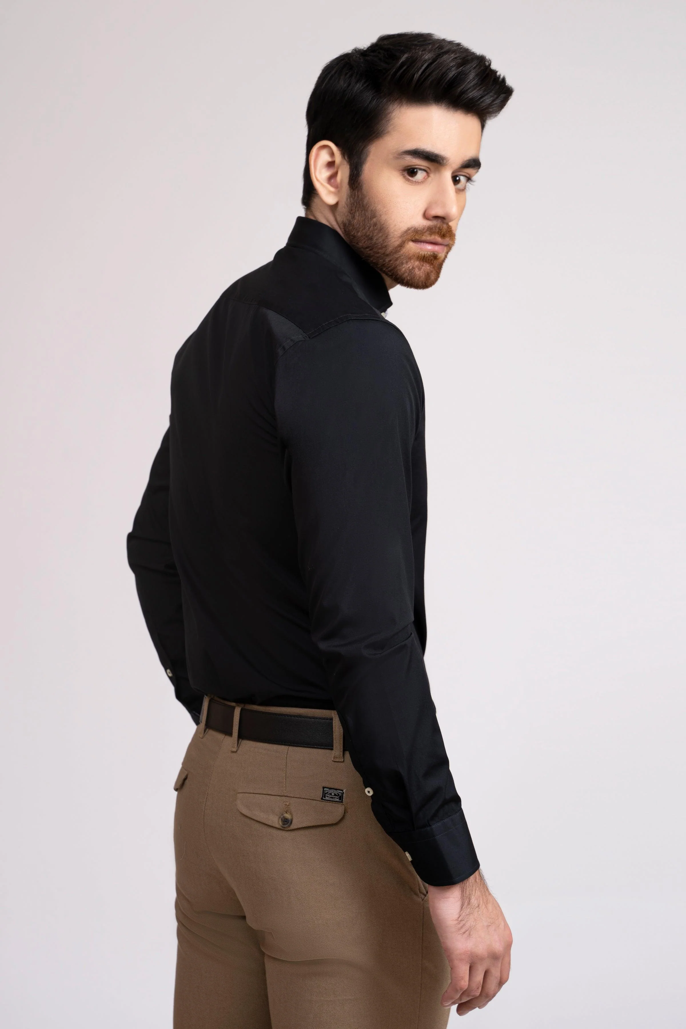SEMI FORMAL SHIRT FRENCH COLLAR BLACK - Image 3