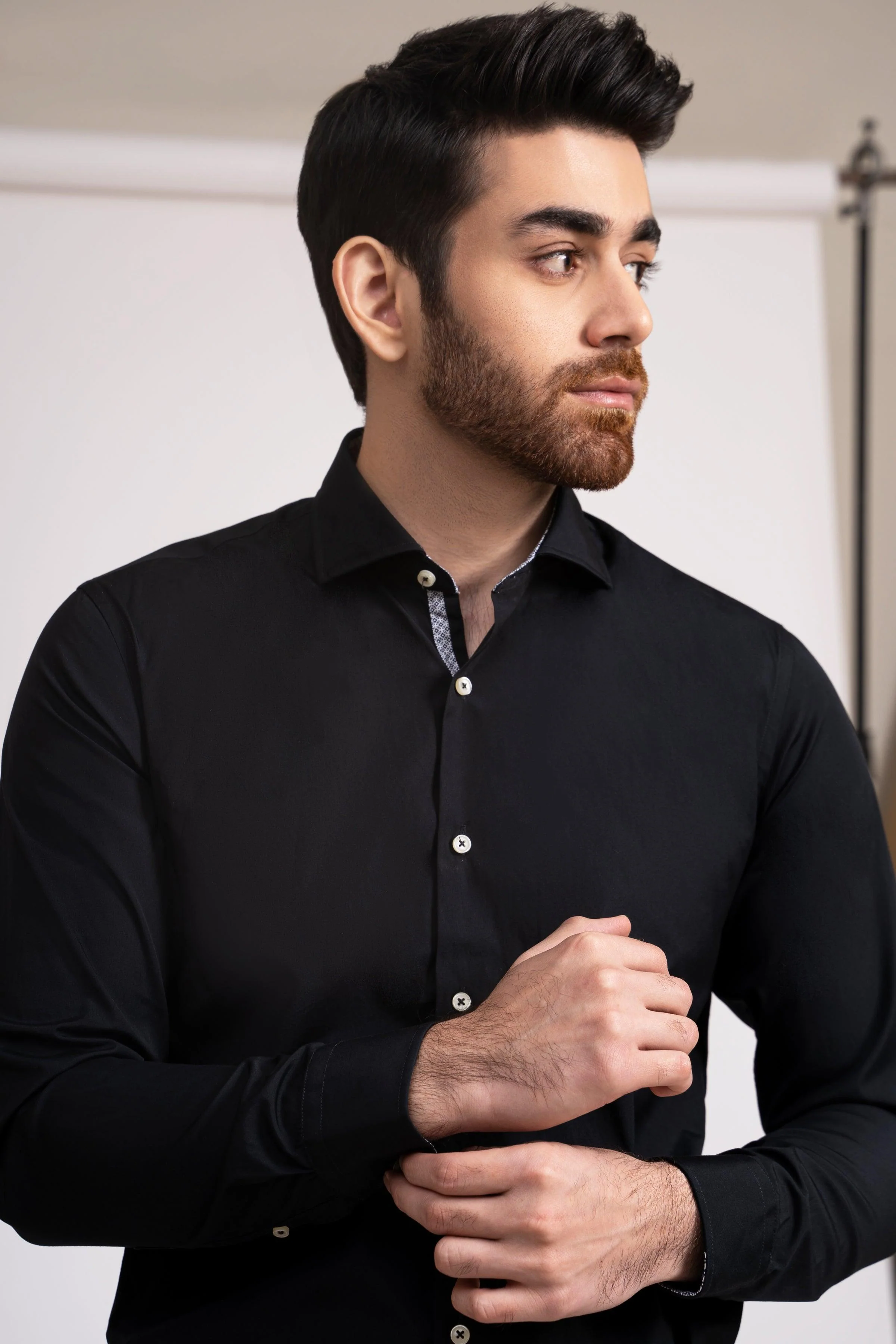 SEMI FORMAL SHIRT FRENCH COLLAR BLACK - Image 4