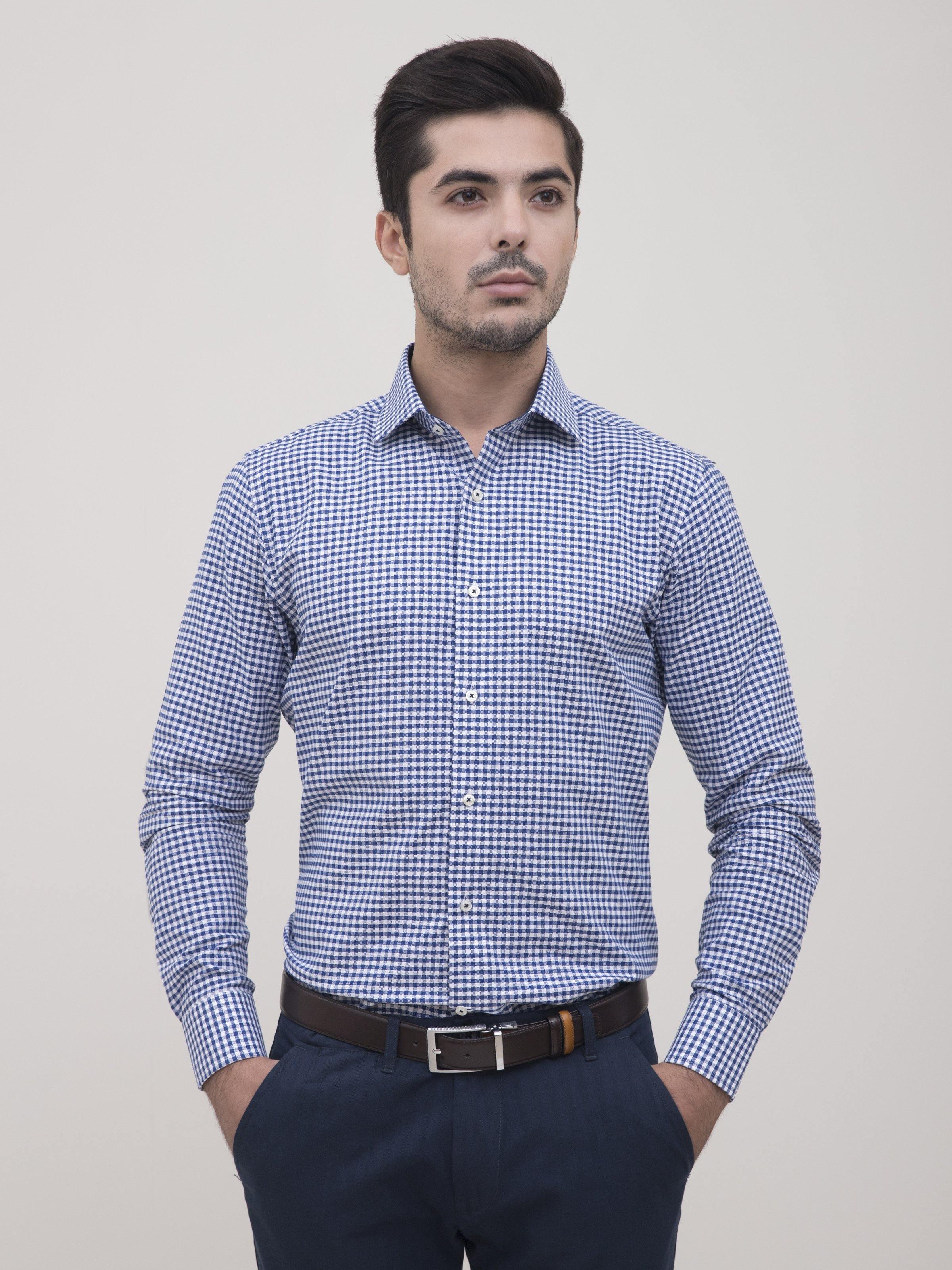 SEMI FORMAL SHIRT FULL SLEEVE BLUE WHITE CHECK
