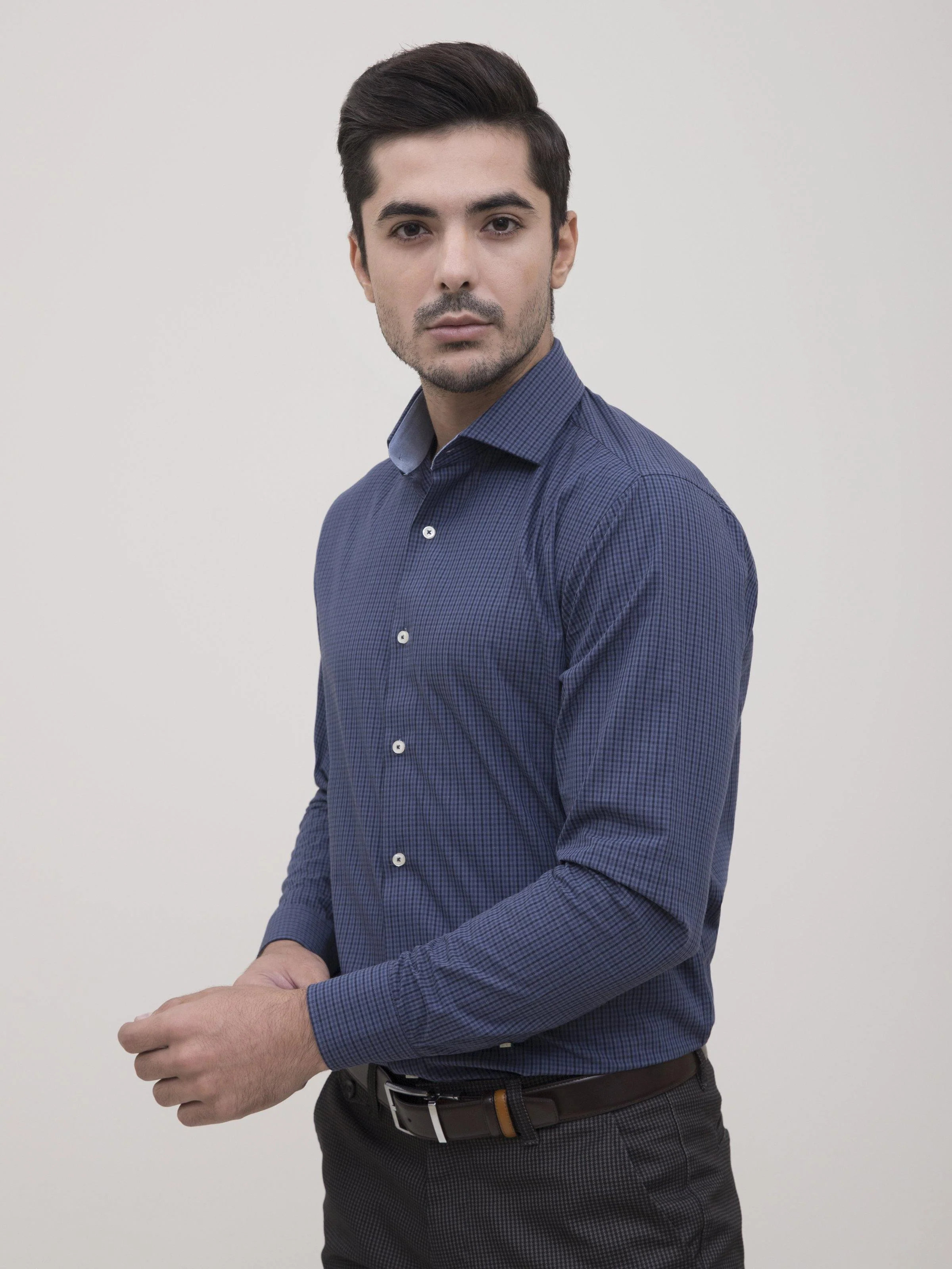 SEMI FORMAL SHIRT FULL SLEEVE BLUISH GREY - Image 4